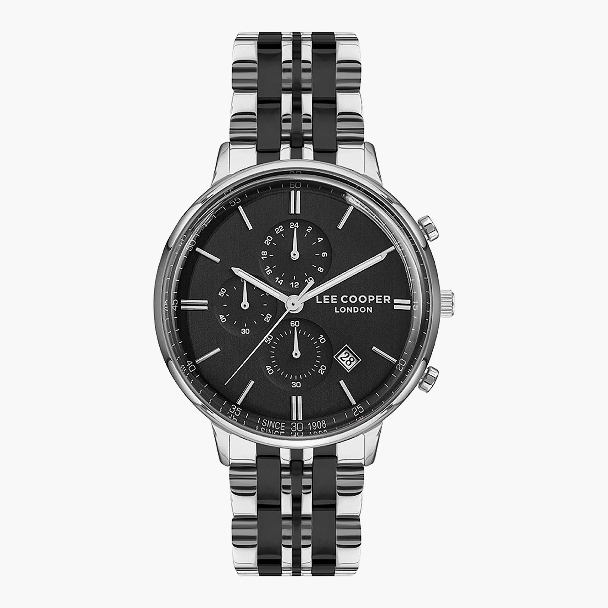 Lee Cooper Men Metal Silver & Black Strap Chronograph Watch - LC07314.350-men-watchesandjewellery-watches-image-1