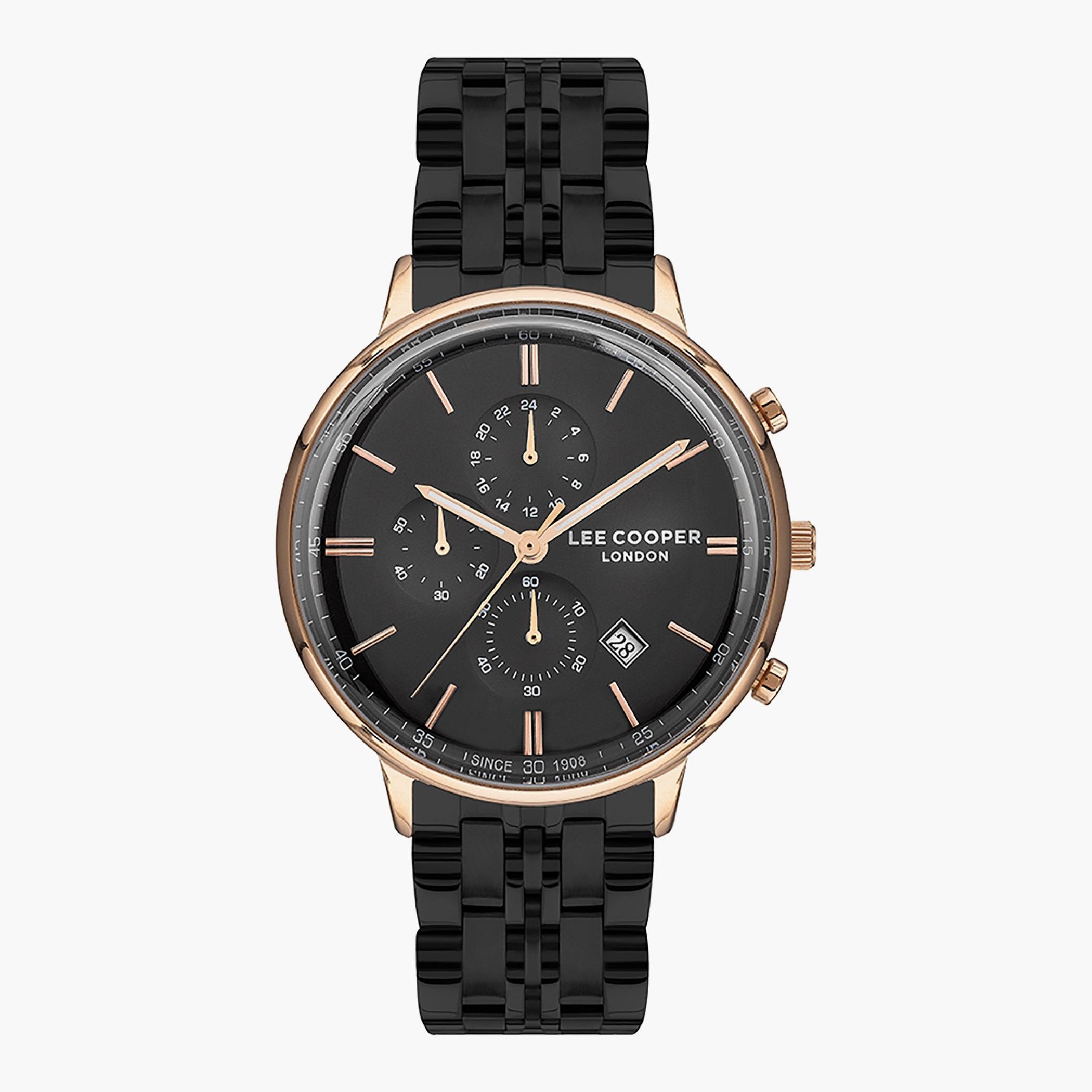 LC07314.450- راقب حزام معدن كرونوغراف أسود ملك الرجال لي كوبر-men-watchesandjewellery-watches-image-1