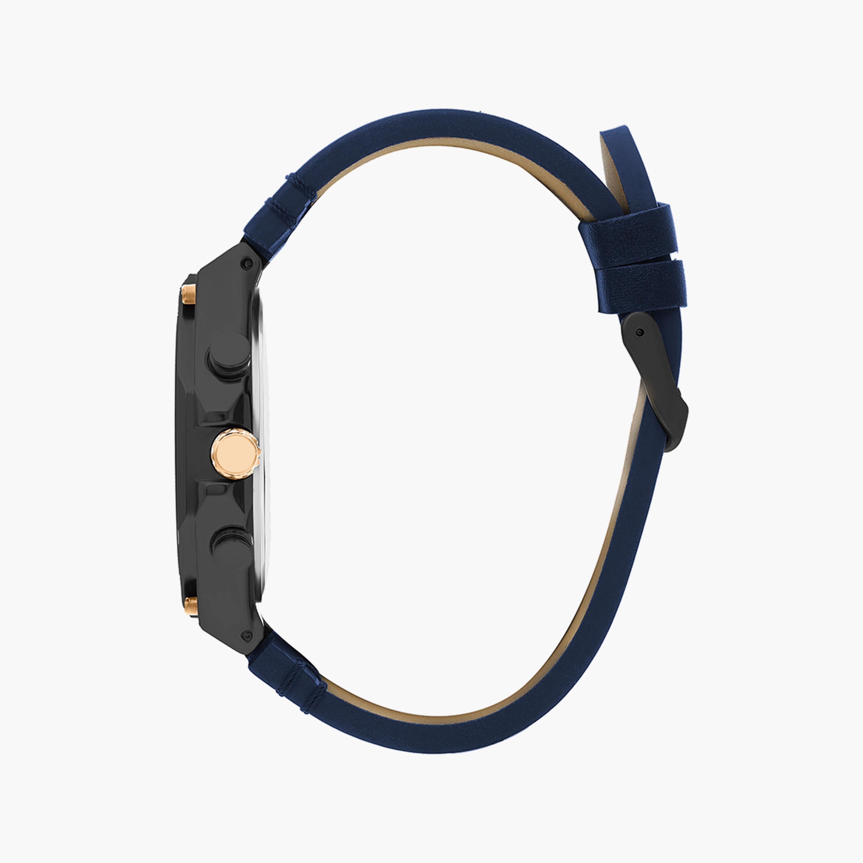 ساعة كرونوغراف بسوار جلدي بلون أزرق للرجال من لي كوبر | LC07318.099-men-watchesandjewellery-watches-image-2