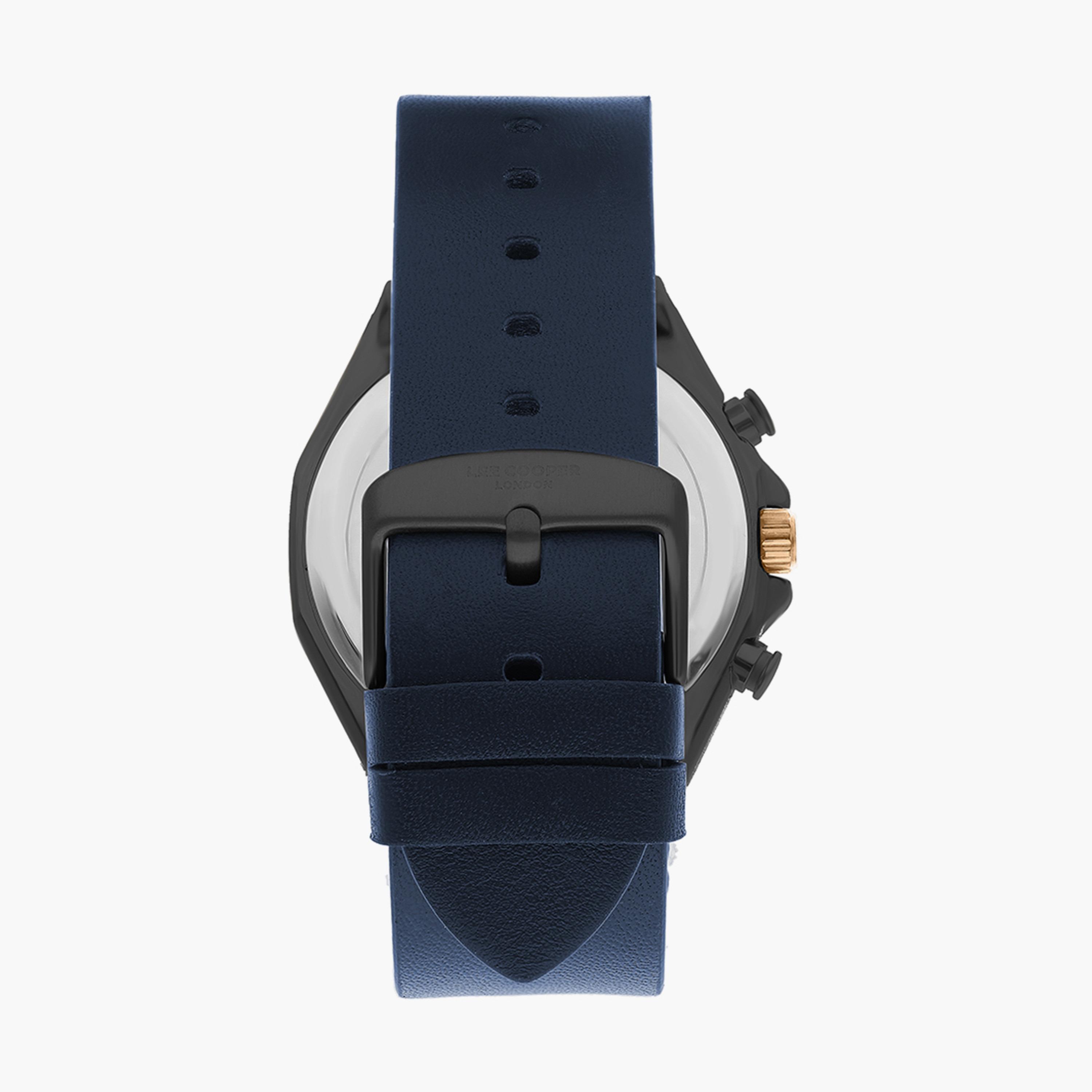 ساعة كرونوغراف بسوار جلدي بلون أزرق للرجال من لي كوبر | LC07318.099-men-watchesandjewellery-watches-image-3