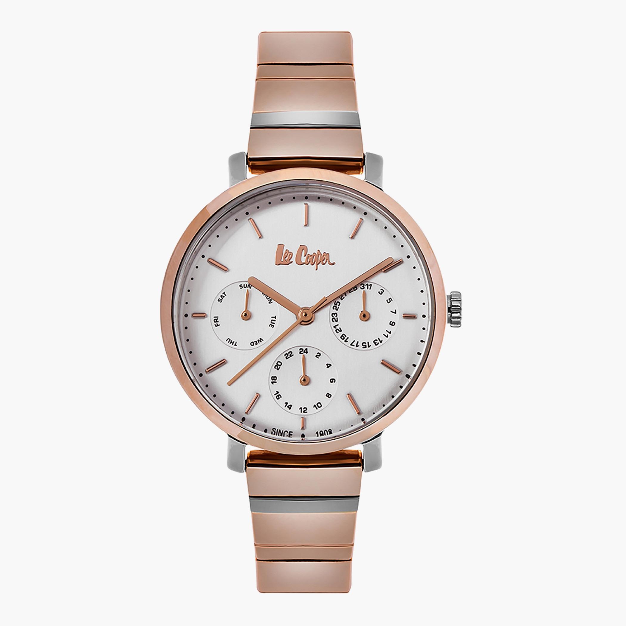 LC06894.530- راقب حزام معدن تناظرية ذهبي وردي للنساء لي كوبر-women-watchesandjewellery-watches-image-1