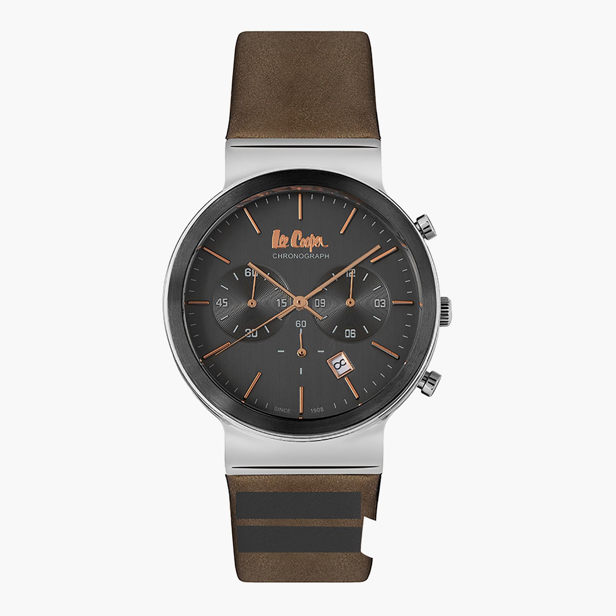 Lee Cooper Men Leather Dark Brown Strap Chronograph Watch - LC06915.364-men-watchesandjewellery-watches-image-1