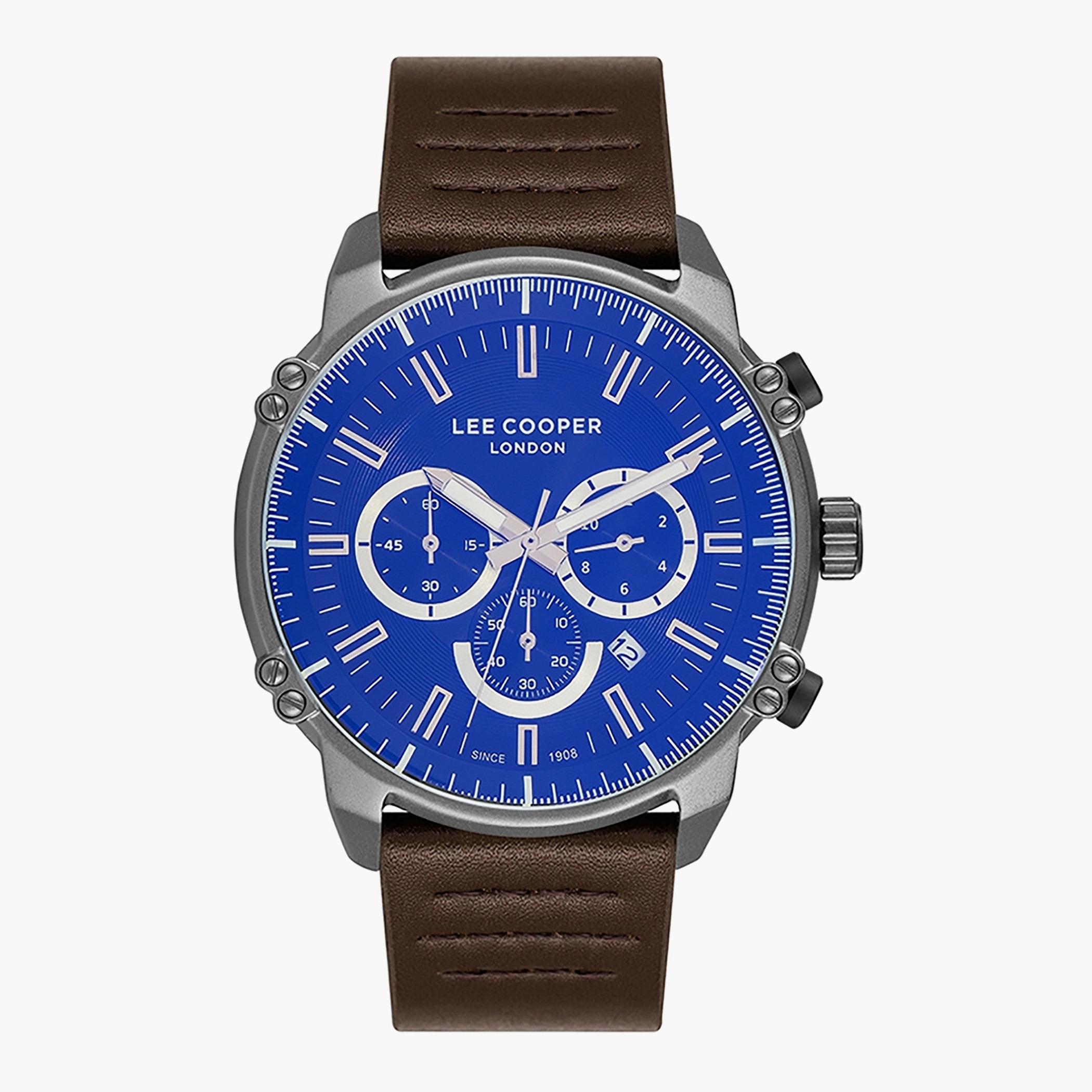 Lee Cooper Men Leather Dark Brown Strap Chronograph Watch - LC07070.052-men-watchesandjewellery-watches-image-1