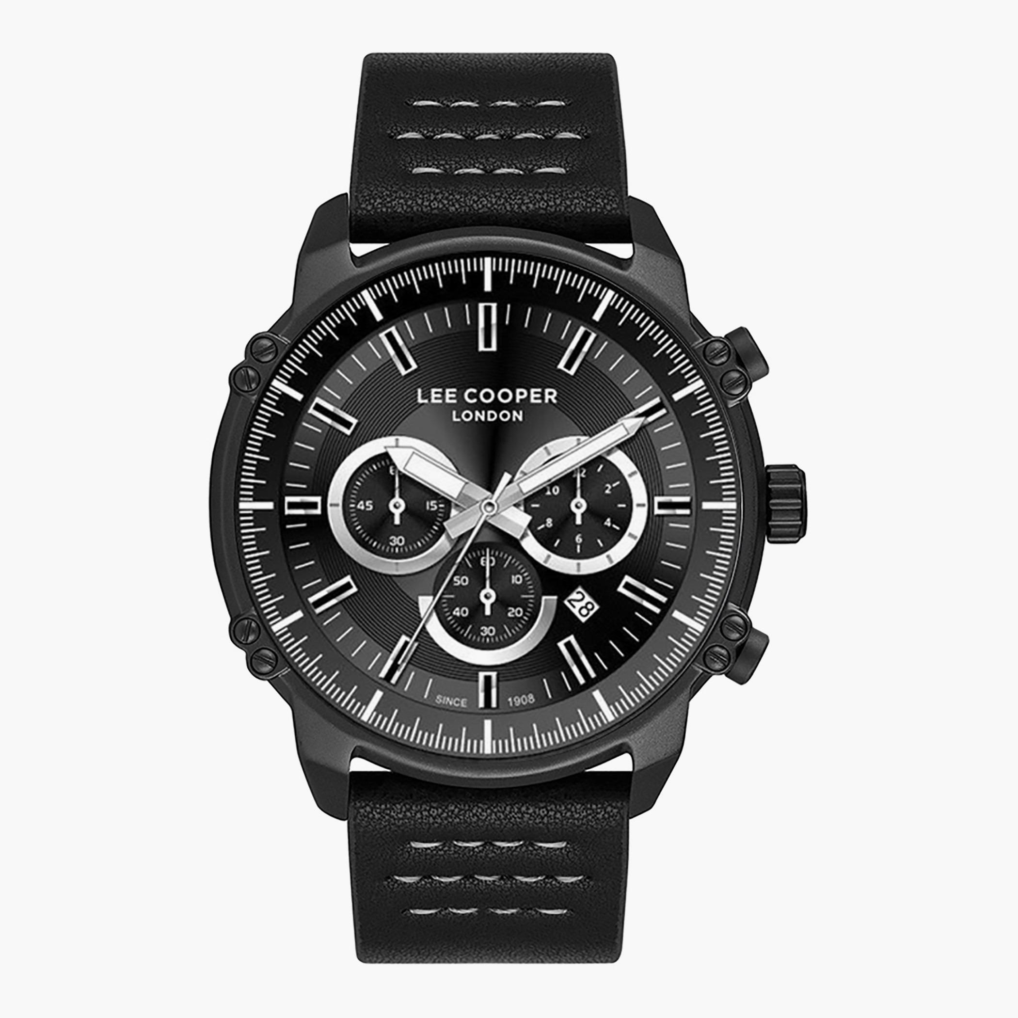 Lee Cooper Men Leather Black Strap Chronograph Watch - LC07070.661-men-watchesandjewellery-watches-image-1