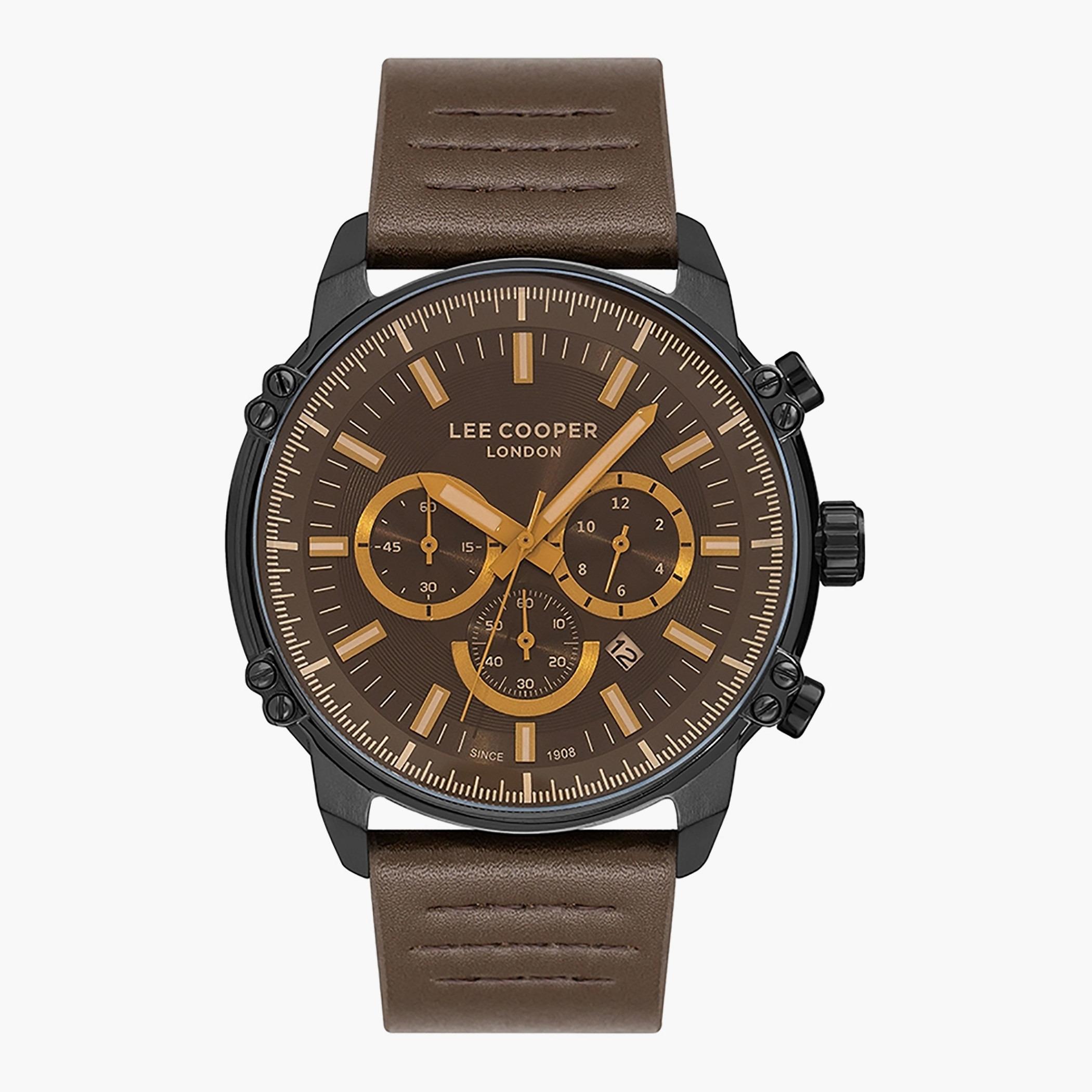 Lee Cooper Men Leather Khaki Strap Chronograph Watch - LC07070.662-men-watchesandjewellery-watches-image-1