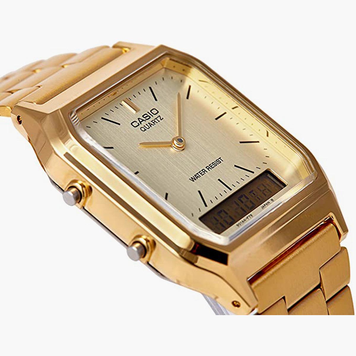 Casio Unisex Stainless Steel Gold Strap Analog-Digital Watch - AQ-230GA-9DMQ-men-watchesandjewellery-watches-image-6
