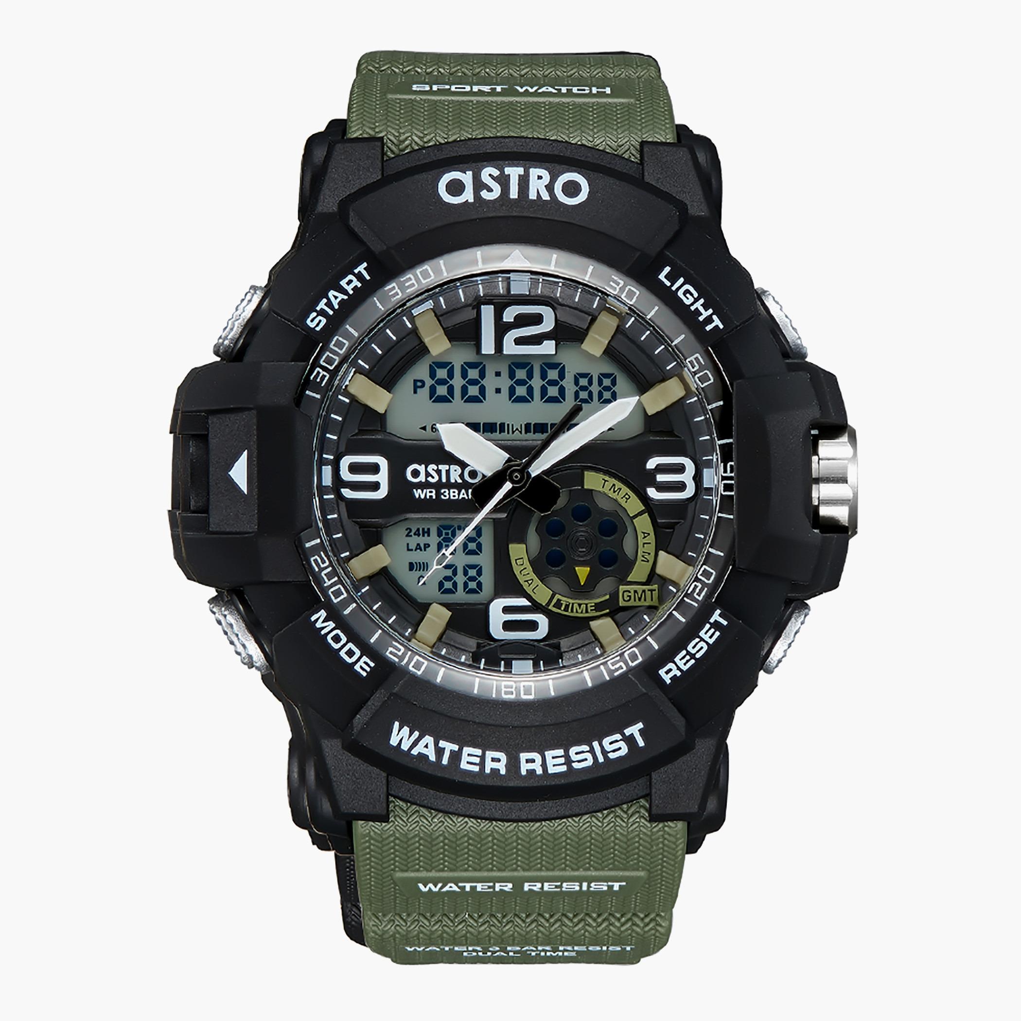 ساعة استر للرجال بسوار زيتوني انالوج-رقمية - A22802-PPHB-men-watchesandjewellery-watches-image-1