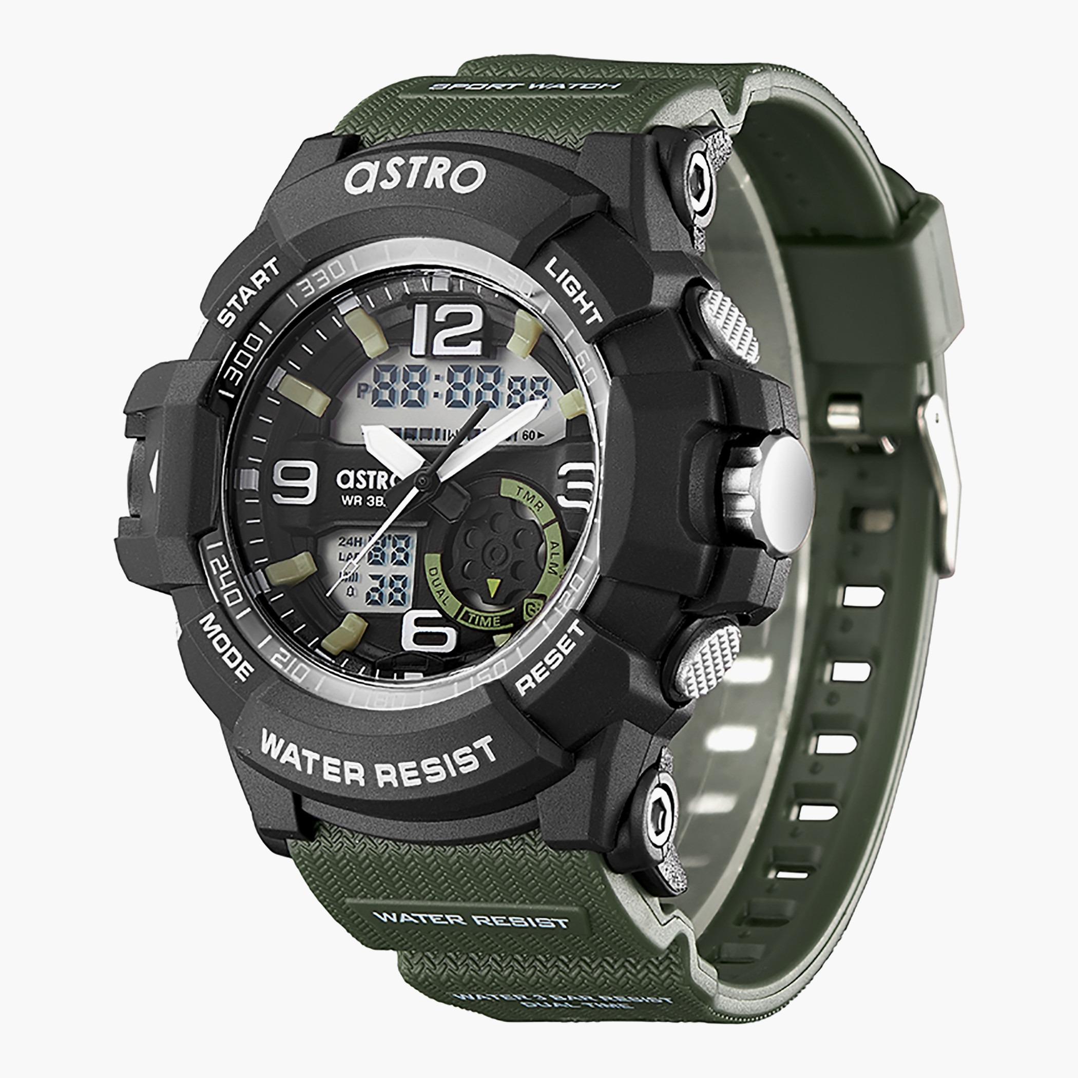 ساعة استر للرجال بسوار زيتوني انالوج-رقمية - A22802-PPHB-men-watchesandjewellery-watches-image-2