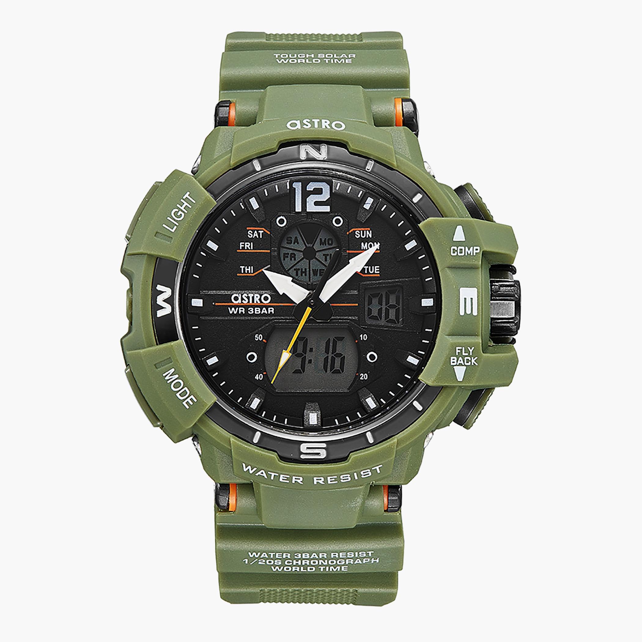 ساعة استر للرجال بسوار زيتوني انالوج-رقمية - A22804-PPHB-men-watchesandjewellery-watches-image-1
