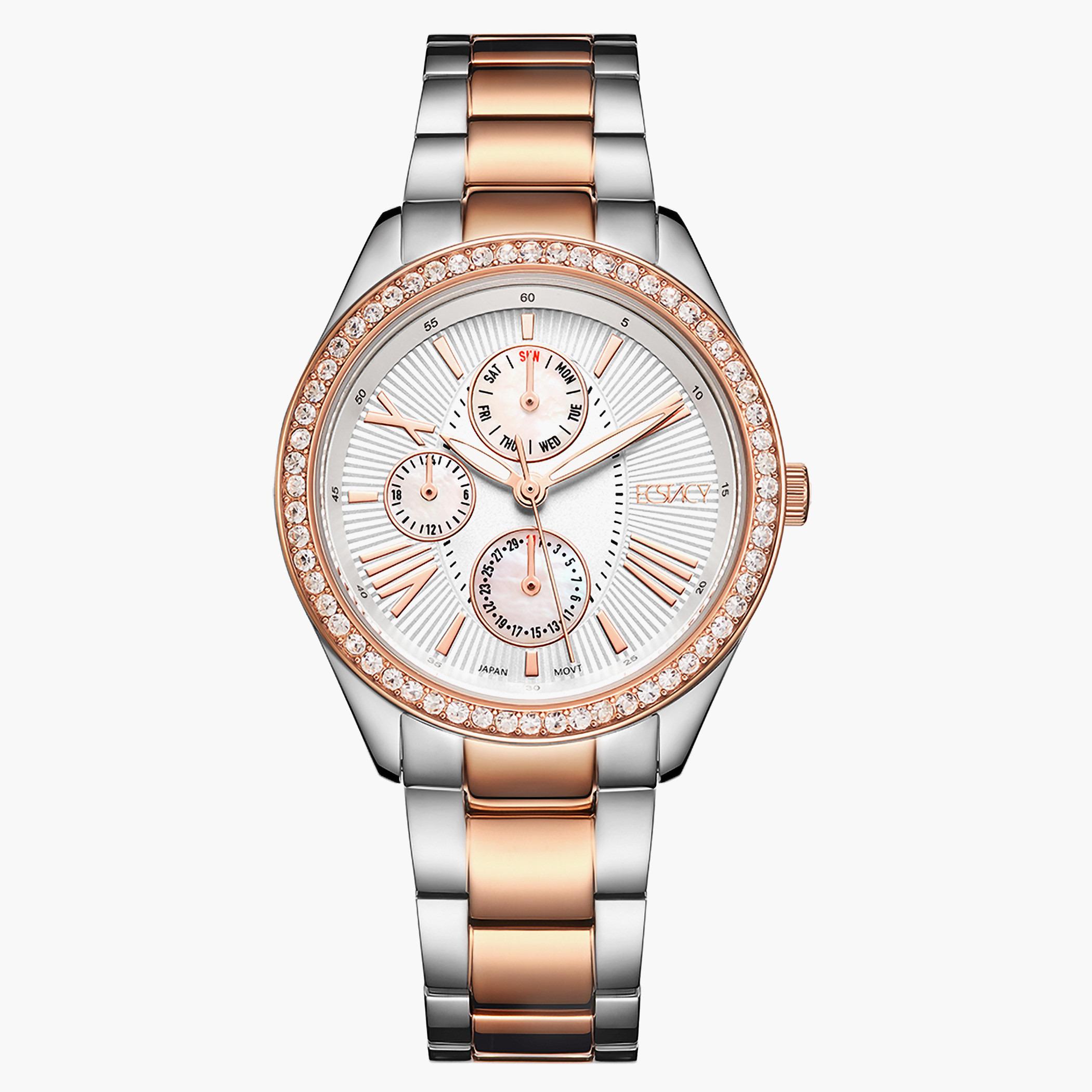 ساعة إكستاسي للنساء بسوار أبيض من الستانلس ستيل بعقارب - E9621-KBKW-women-watchesandjewellery-watches-image-1