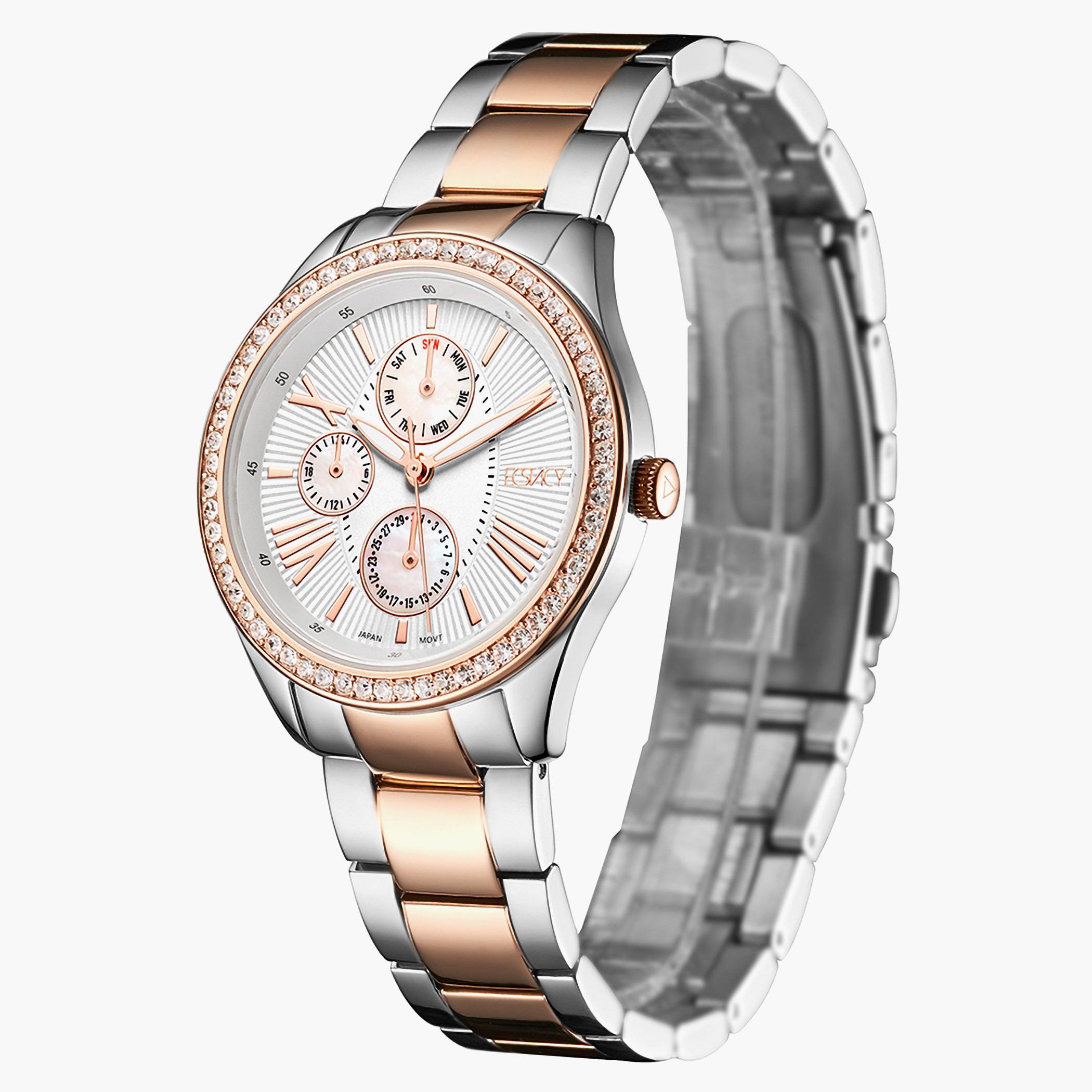 ساعة إكستاسي للنساء بسوار أبيض من الستانلس ستيل بعقارب - E9621-KBKW-women-watchesandjewellery-watches-image-2