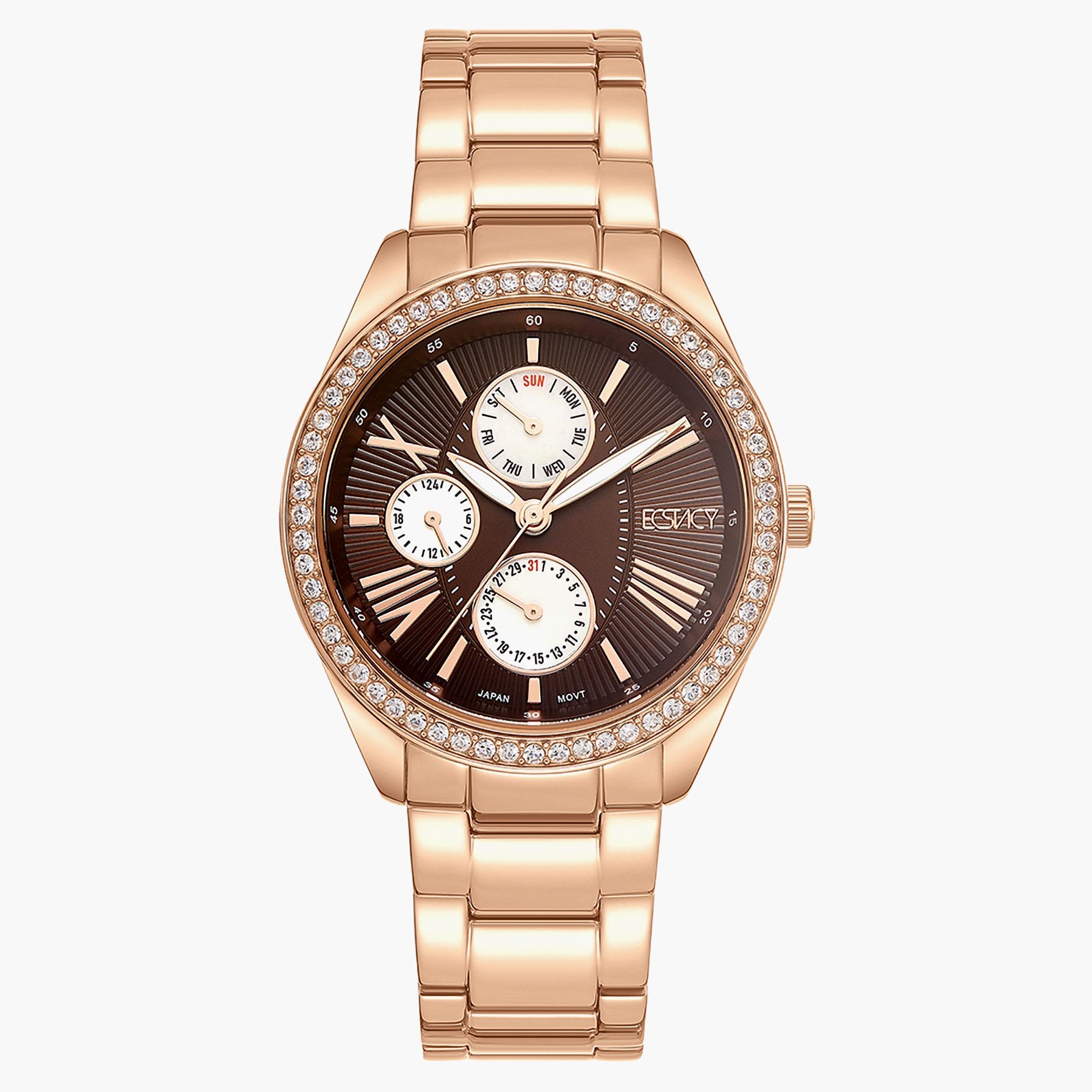 ساعة إكستاسي للنساء بسوار بني وسوار ستانلس ستيل - E9621-RBKD-women-watchesandjewellery-watches-image-1