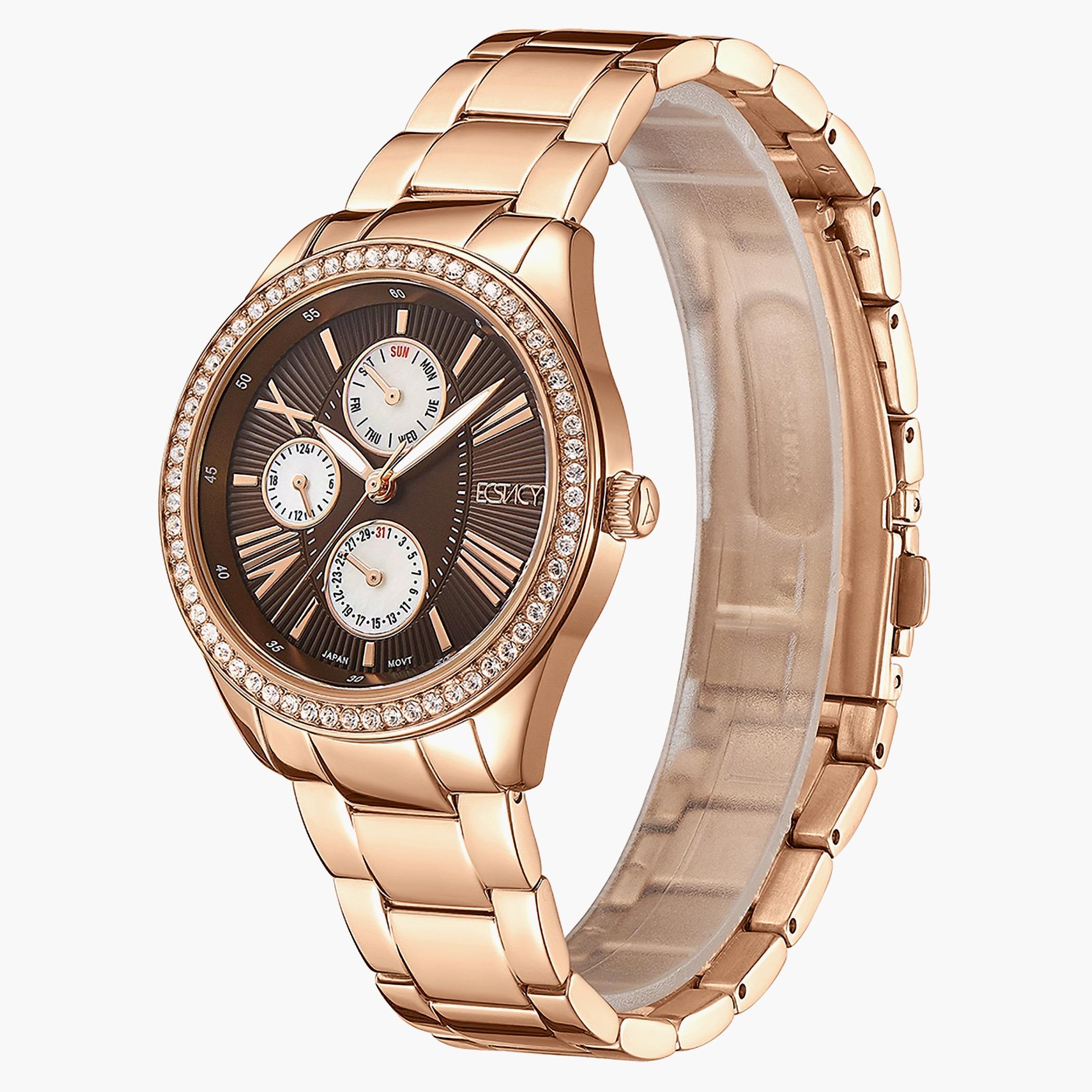 ساعة إكستاسي للنساء بسوار بني وسوار ستانلس ستيل - E9621-RBKD-women-watchesandjewellery-watches-image-2