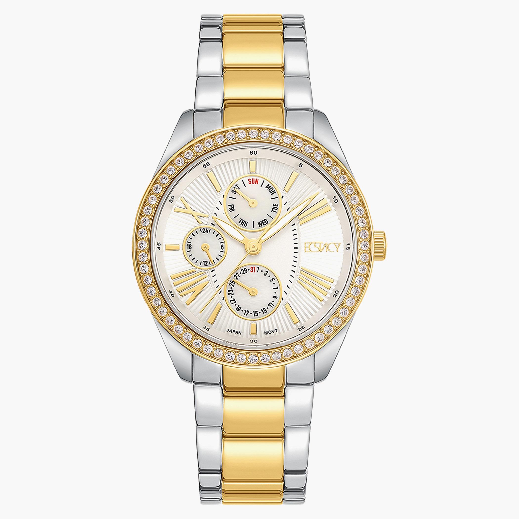 ساعة اكستاسي للنساء بسوار ابيض من الستانلس ستيل - E9621-TBTW-women-watchesandjewellery-watches-image-1