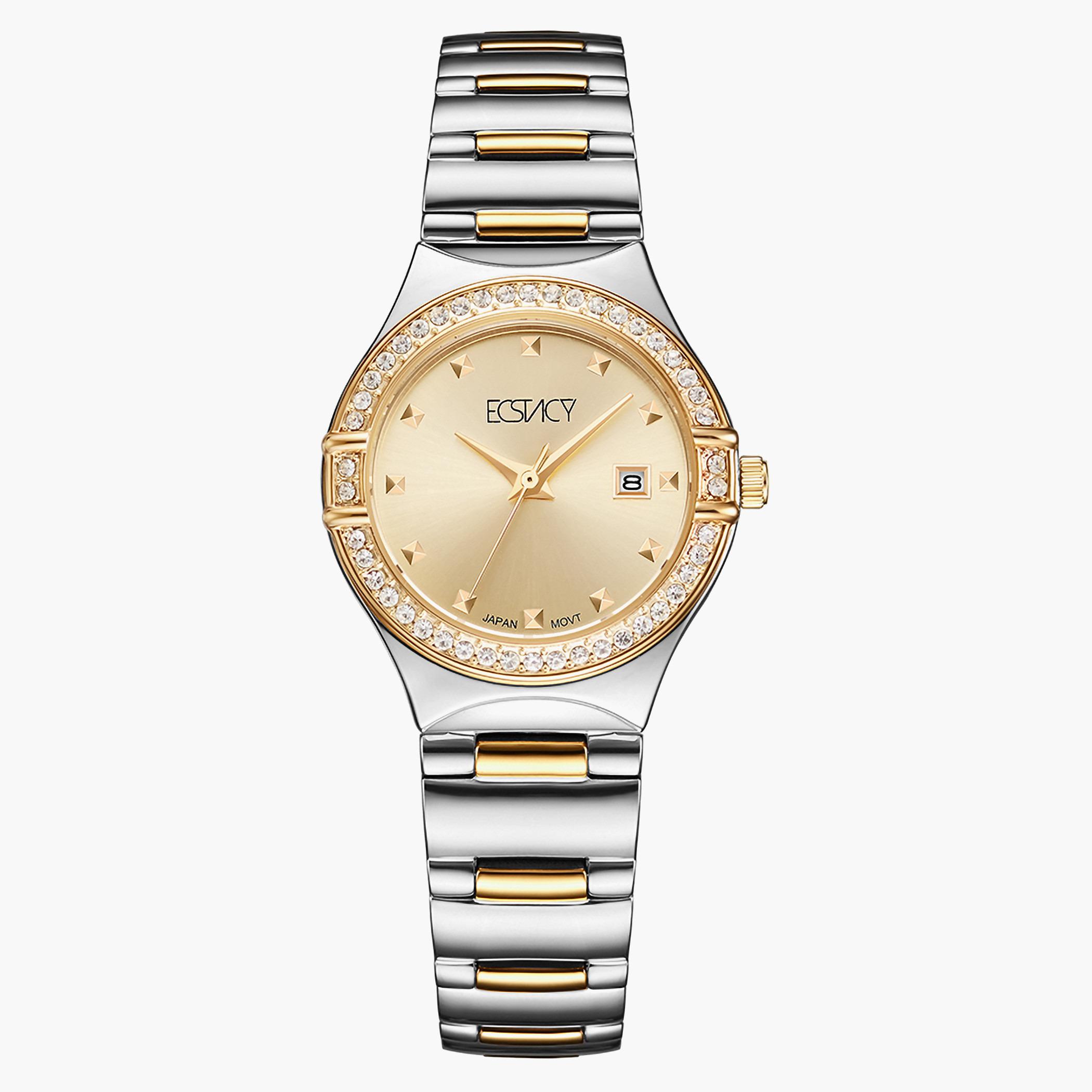 ساعة إكستاسي للنساء بسوار ذهبي من الستانلس ستيل - E6512-TBTC-women-watchesandjewellery-watches-image-1