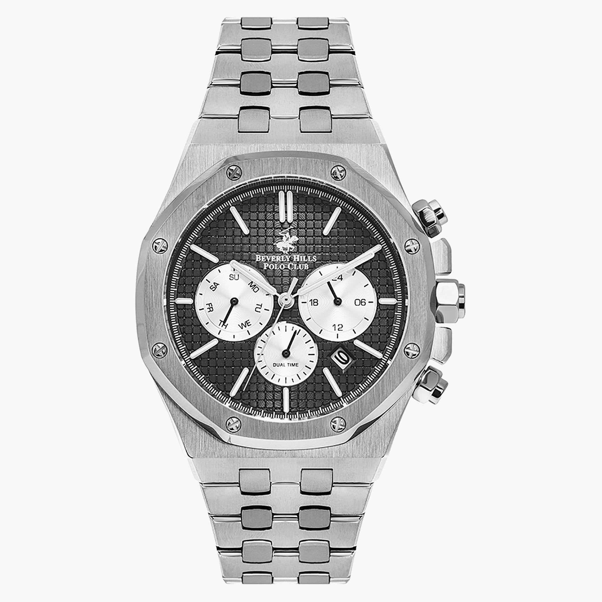 ساعة بيفرلي هيلز بولو كلوب من كرونوغراف للرجال بسوار معدني فضي - BP3051X.350-men-watchesandjewellery-watches-image-1