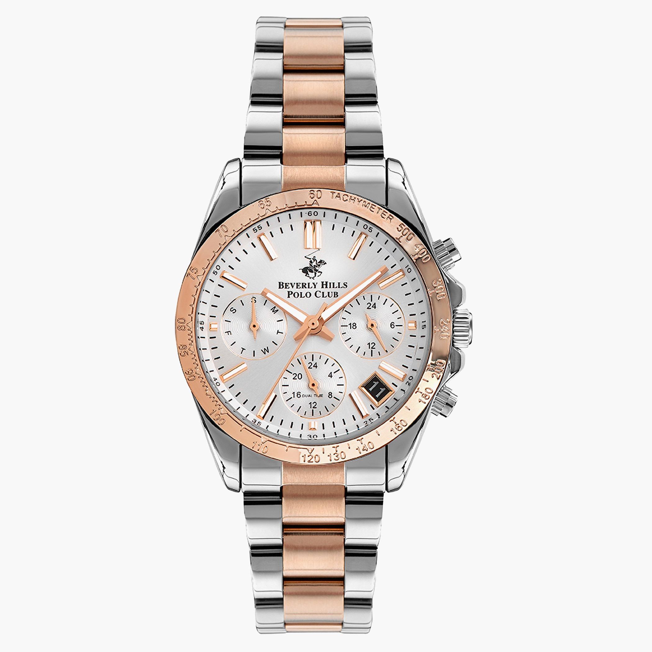 ساعة بيبرلي هلز بولو كلب كرونوغراف بسوار فضي معدني للنساء - BP3204C.530-women-watchesandjewellery-watches-image-1