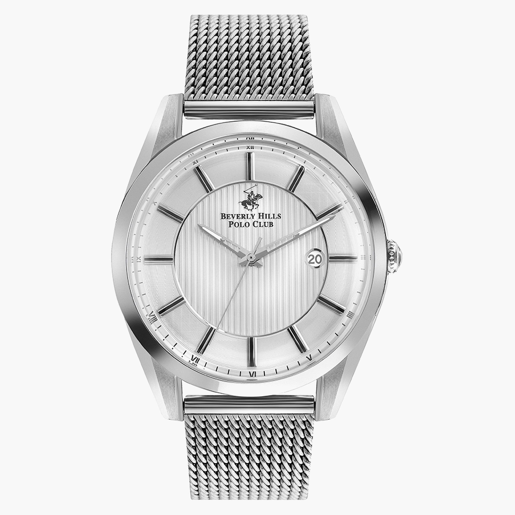 ساعة بيبرلي هلز بولو كلب تناظرية للرجال بسوار شبكي فضي - BP3218X.330-men-watchesandjewellery-watches-image-1