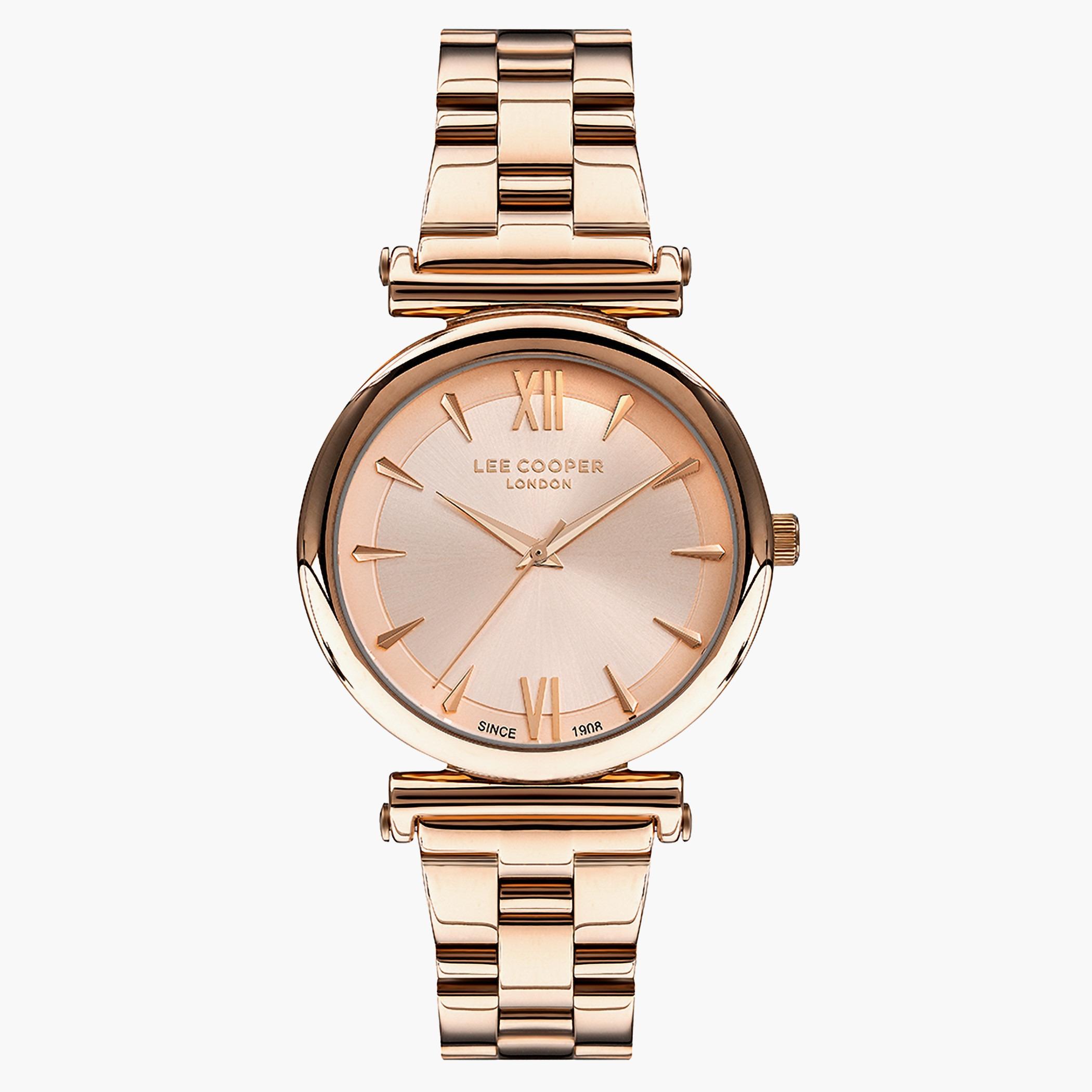 لي كوبر ساعة تناظرية بسوار من الذهب الوردي والمعدن - LC07226.410-women-watchesandjewellery-watches-image-1