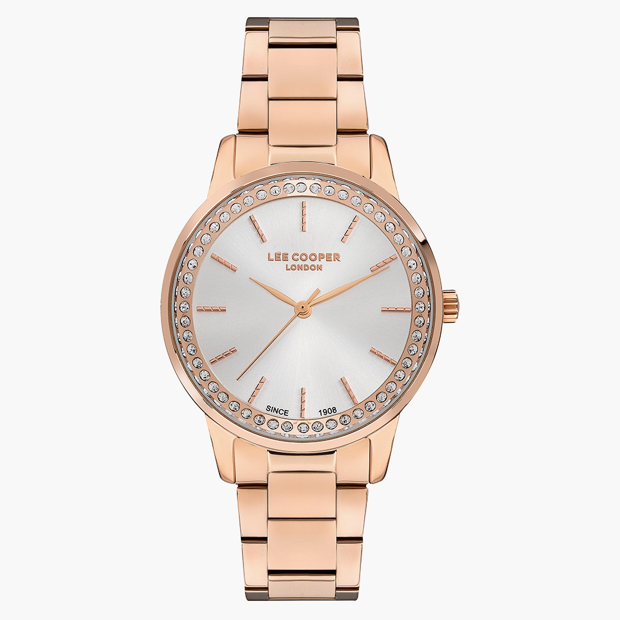 لي كوبرساعة تناظرية بعقارب وسوار معدني فضي للنساء - LC07229.410-women-watchesandjewellery-watches-image-1