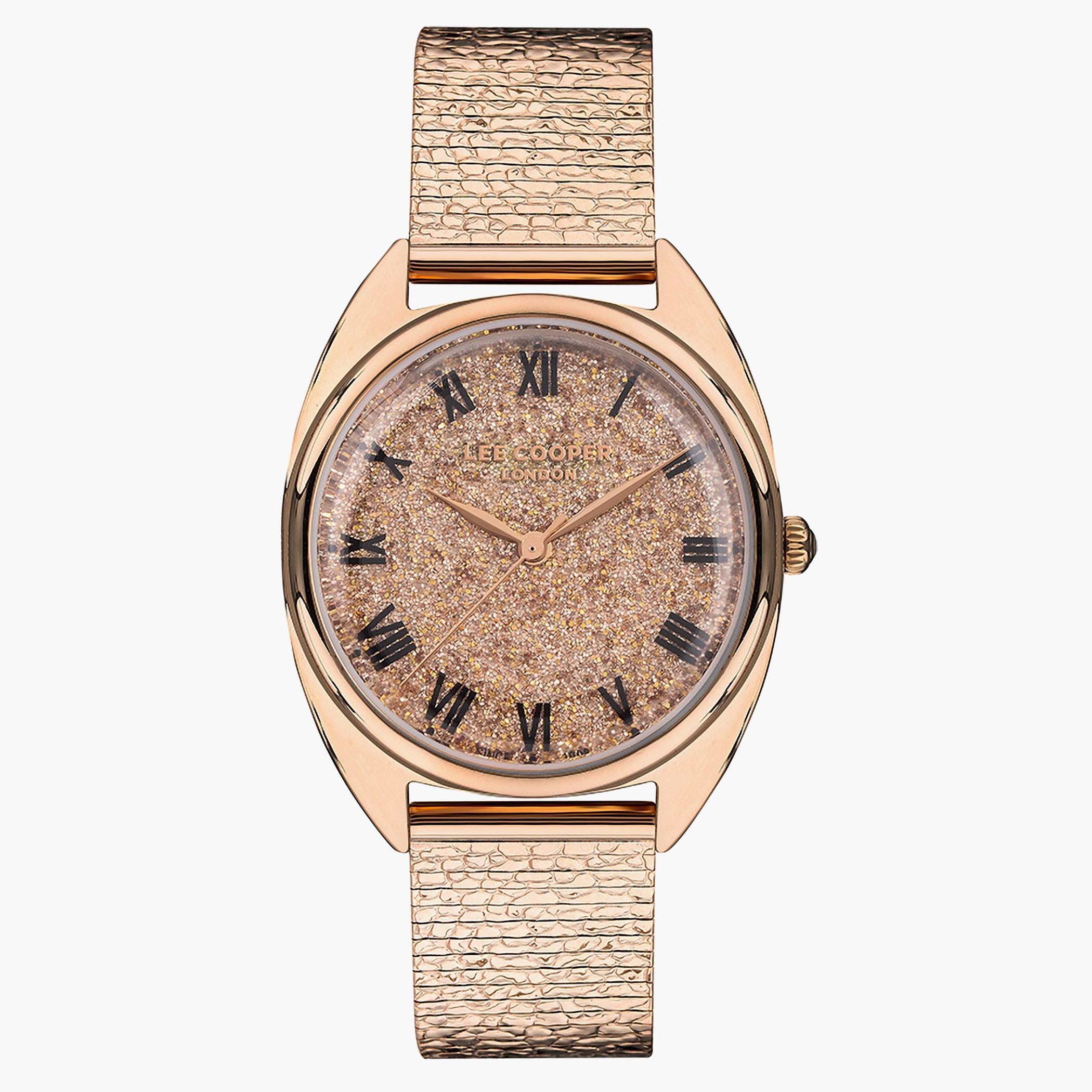 لي كوبرساعة تناظرية للنساء بسوار ذهبي وردي ومعدني - LC07234.410-women-watchesandjewellery-watches-image-1