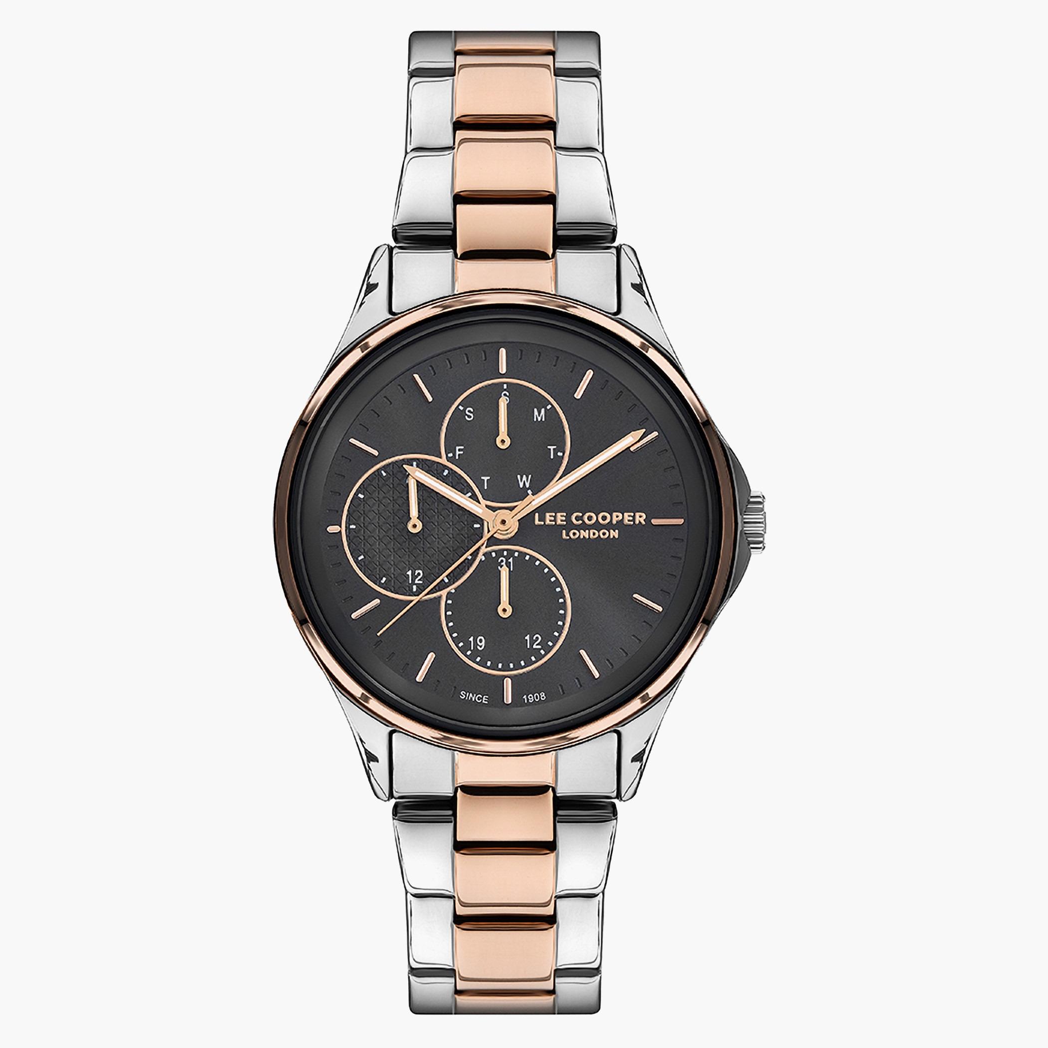 لي كوبر ساعة تناظرية للنساء بسوار أسود من المعدن - LC07244.550-women-watchesandjewellery-watches-image-1