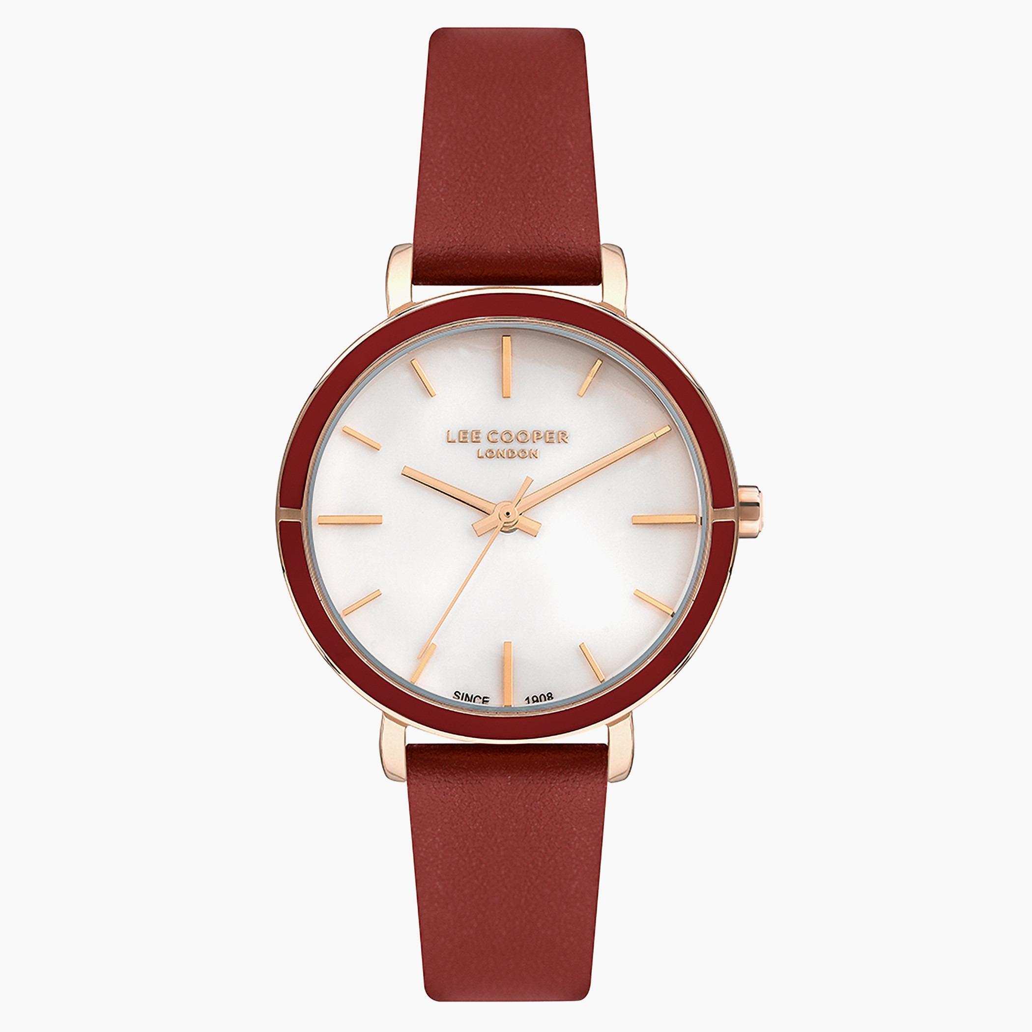 لي كوبر ساعة تناظرية للنساء من الجلد بسوار ابيض - LC07248.438-women-watchesandjewellery-watches-image-1
