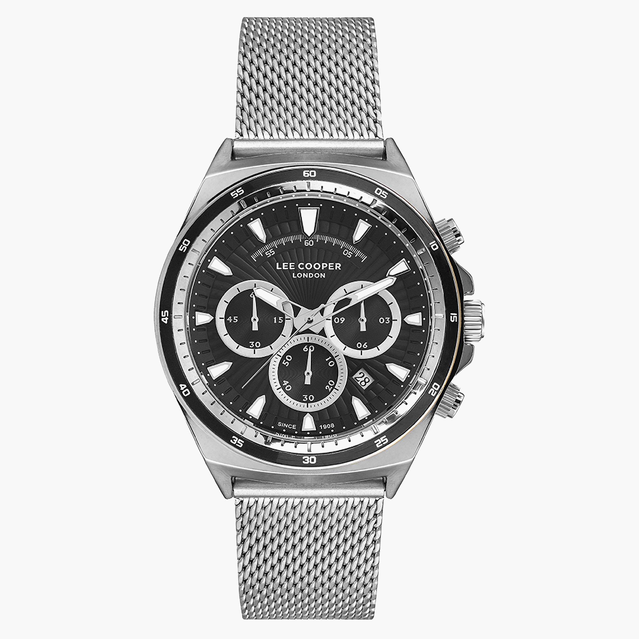 Lee Cooper Men Mesh Black Strap Chronograph Watch - LC07255.350-men-watchesandjewellery-watches-image-1
