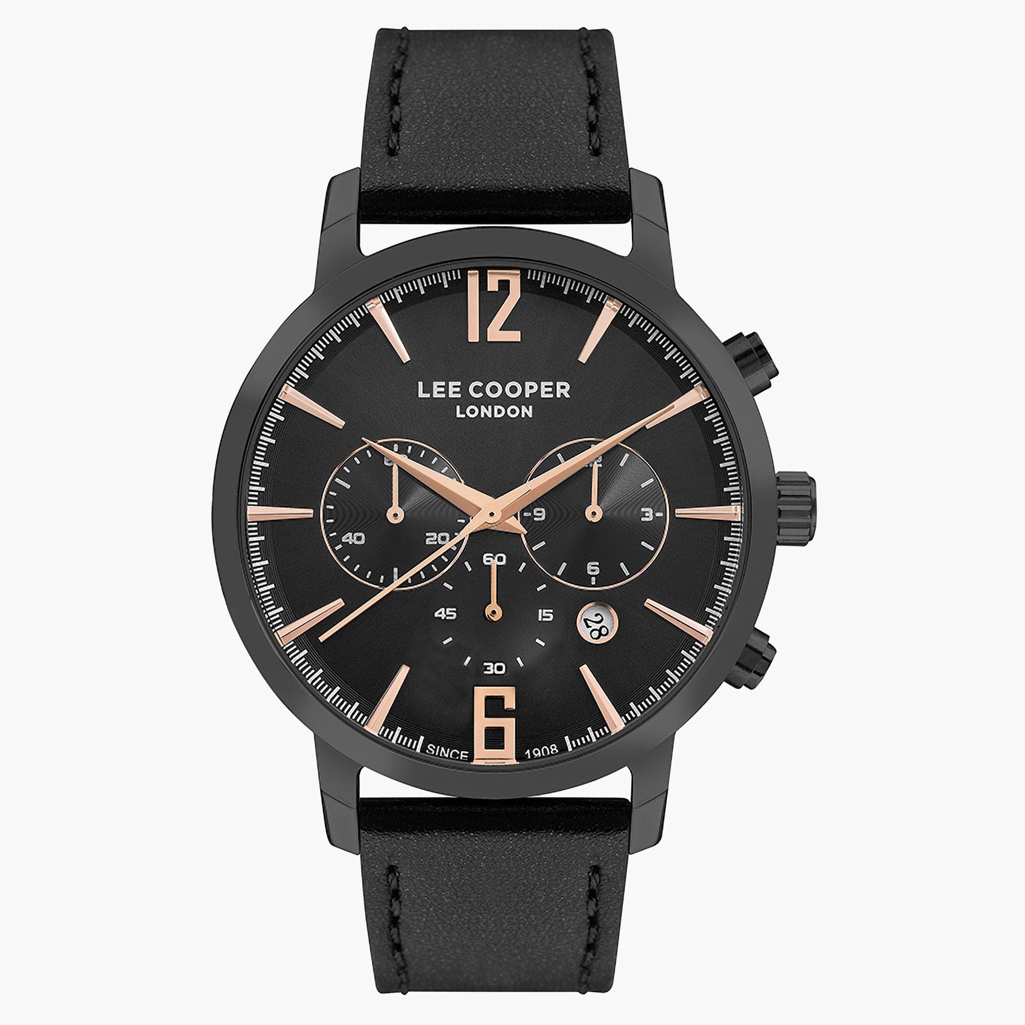 Lee Cooper Men Leather Black Strap Chronograph Watch - LC07260.061-men-watchesandjewellery-watches-image-1