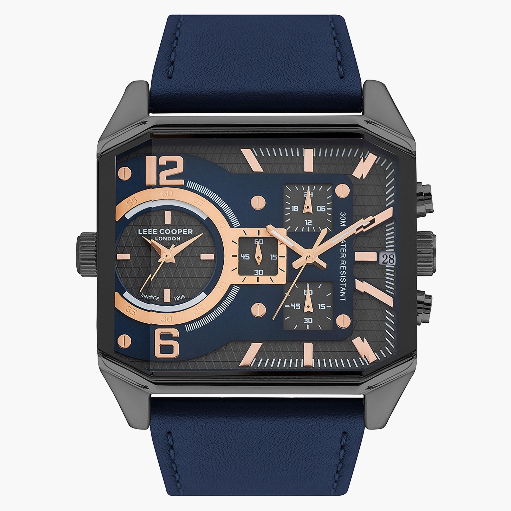 Lee Cooper Men Leather Black Strap Chronograph Watch - LC07264.099-men-watchesandjewellery-watches-image-1