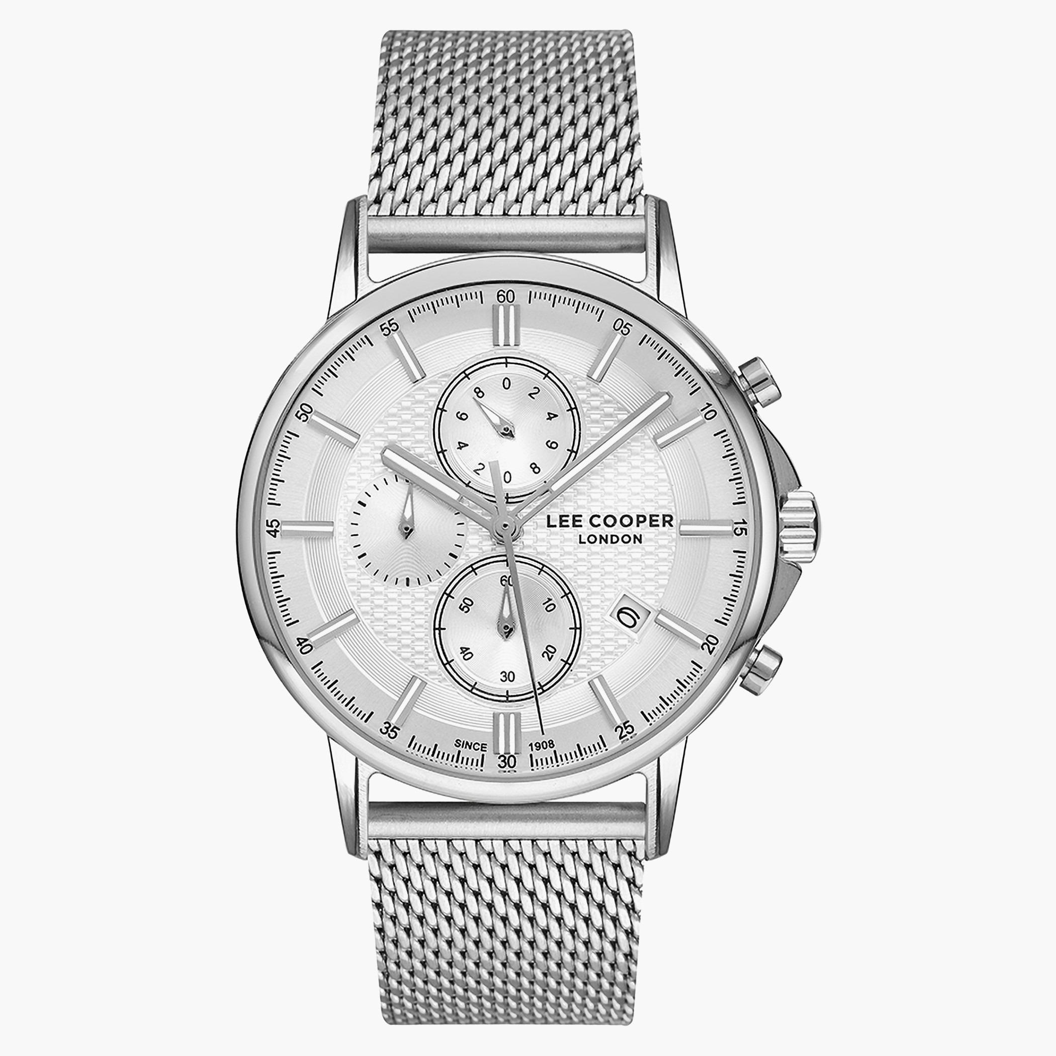 Lee Cooper Men Mesh Silver Strap Chronograph Watch - LC07272.330-men-watchesandjewellery-watches-image-1