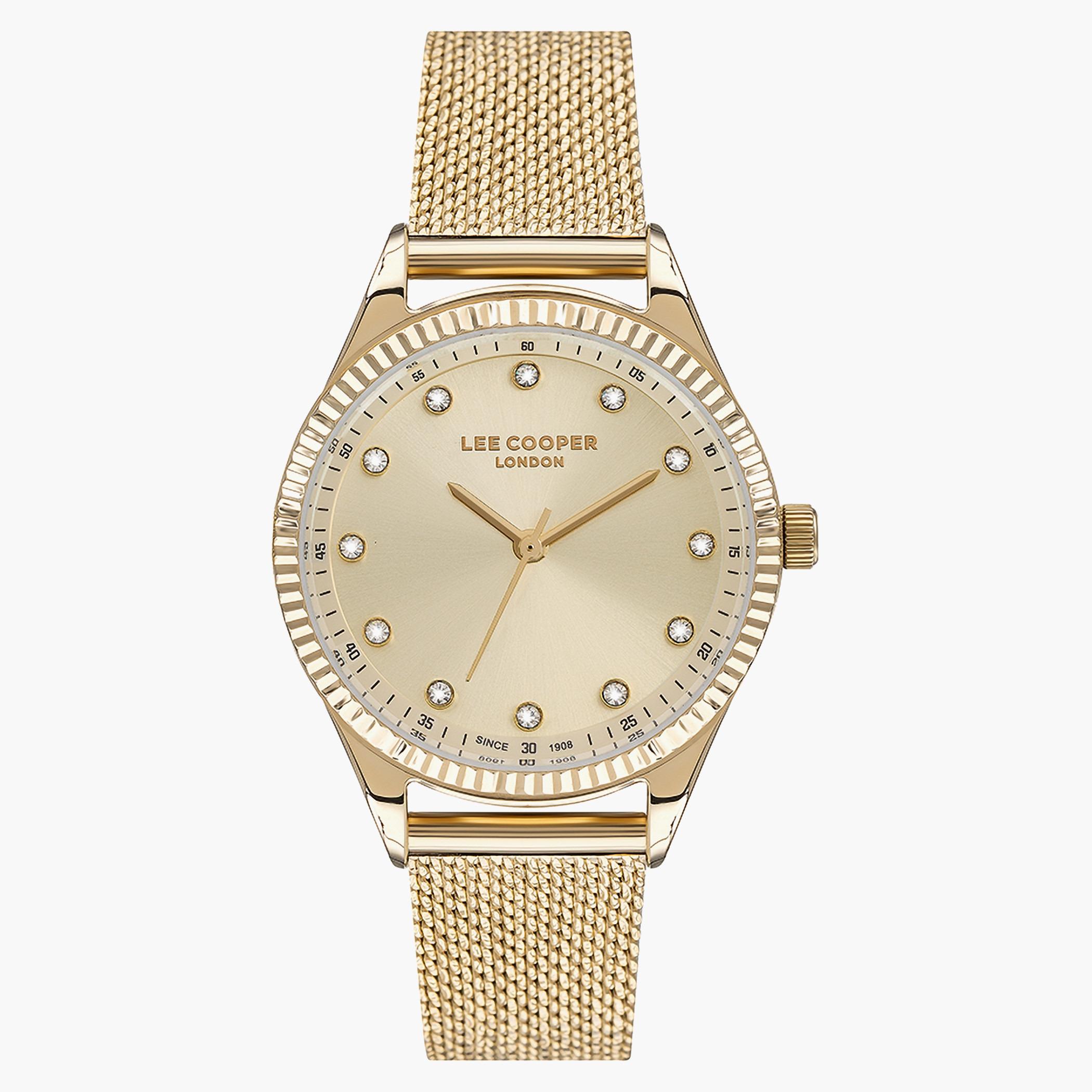 لي كوبرساعة تناظرية للنساء بسوار شبكي ذهبي بعقارب - LC07311.110-women-watchesandjewellery-watches-image-1