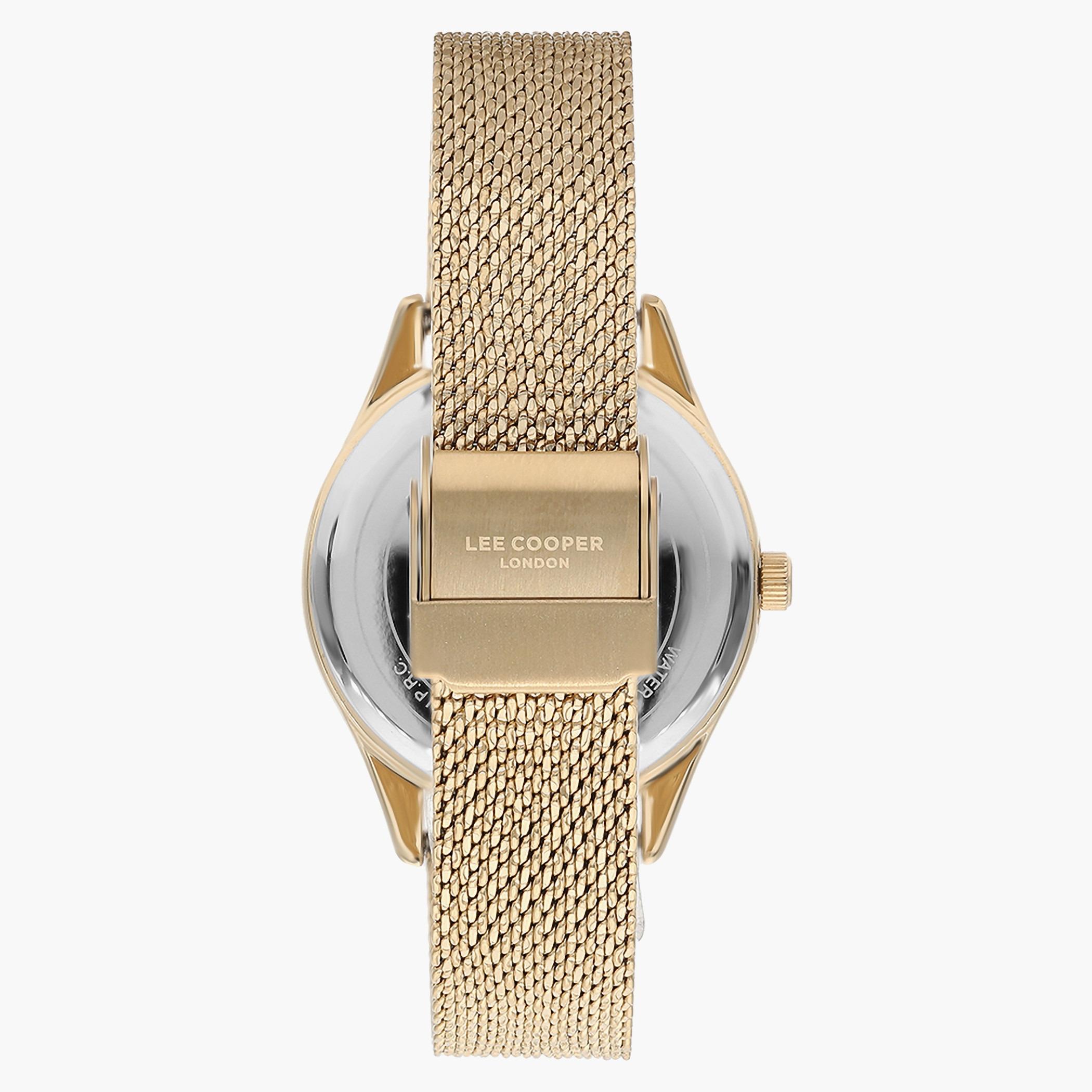 لي كوبرساعة تناظرية للنساء بسوار شبكي ذهبي بعقارب - LC07311.110-women-watchesandjewellery-watches-image-3