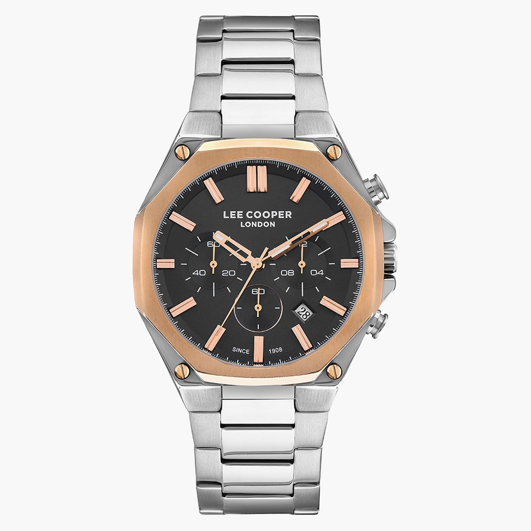 لي كوبرساعة كرونوغراف للرجال بسوارمعدني أسود - LC07319.550-men-watchesandjewellery-watches-image-1