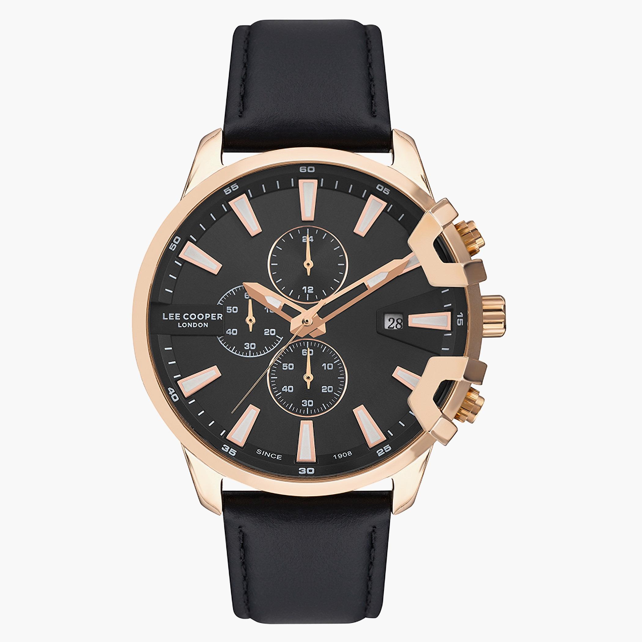Lee Cooper Men Leather Black Strap Chronograph Watch - LC07321.451-men-watchesandjewellery-watches-image-1