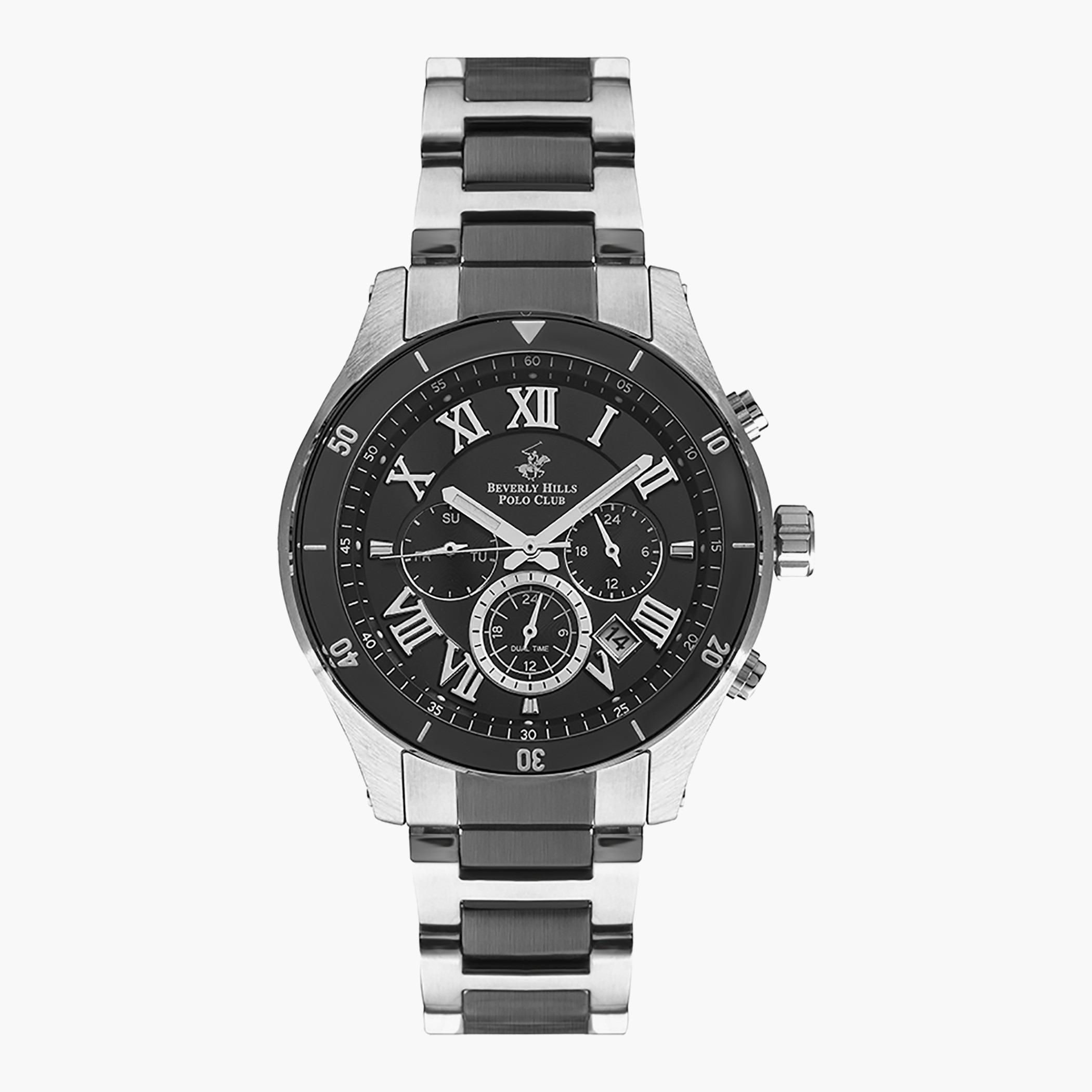 Beverly Hills Polo Club Men Metal Silver & Black Strap Chronograph Watch - BP3151X.350-men-watchesandjewellery-watches-image-1