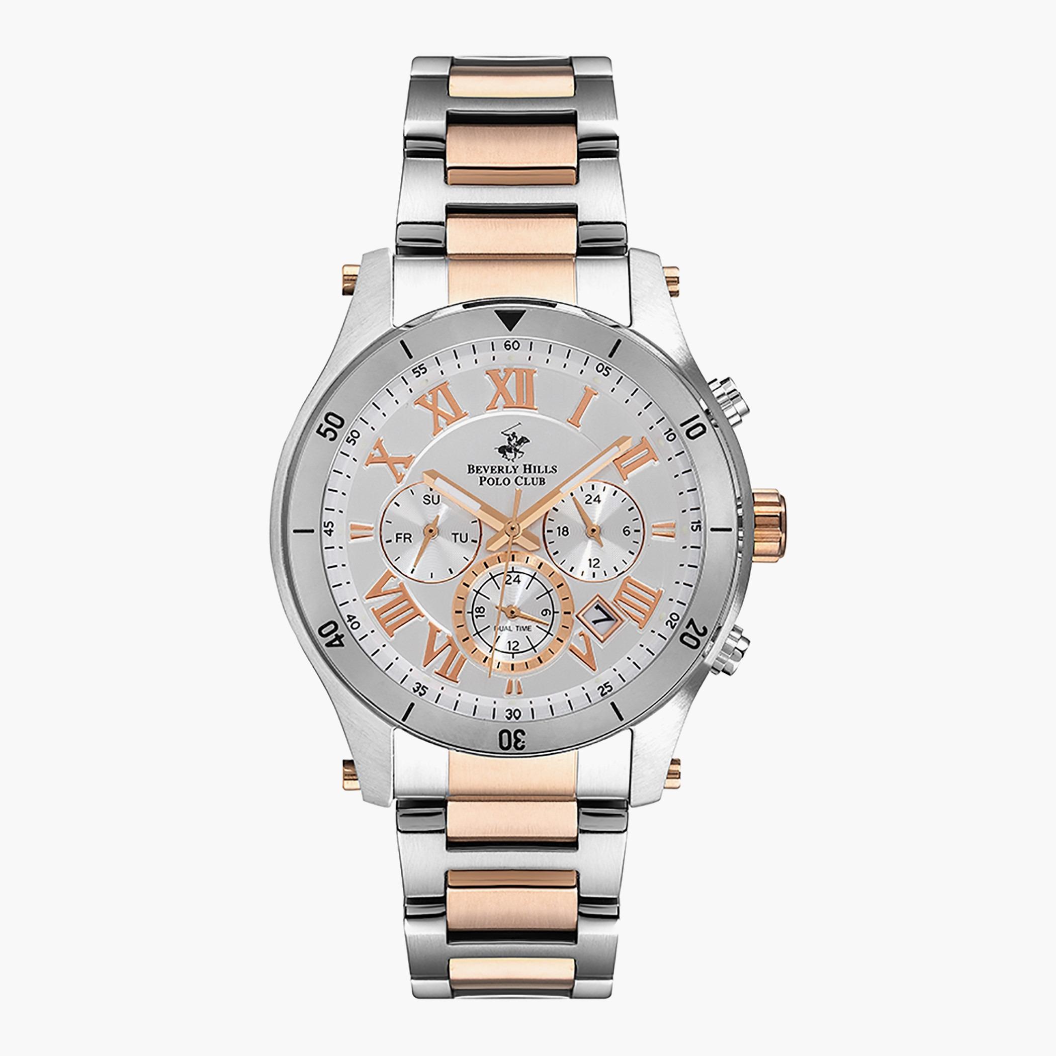 Beverly Hills Polo Club Men Metal Silver & Rose Gold Strap Chronograph Watch - BP3151X.530-men-watchesandjewellery-watches-image-1