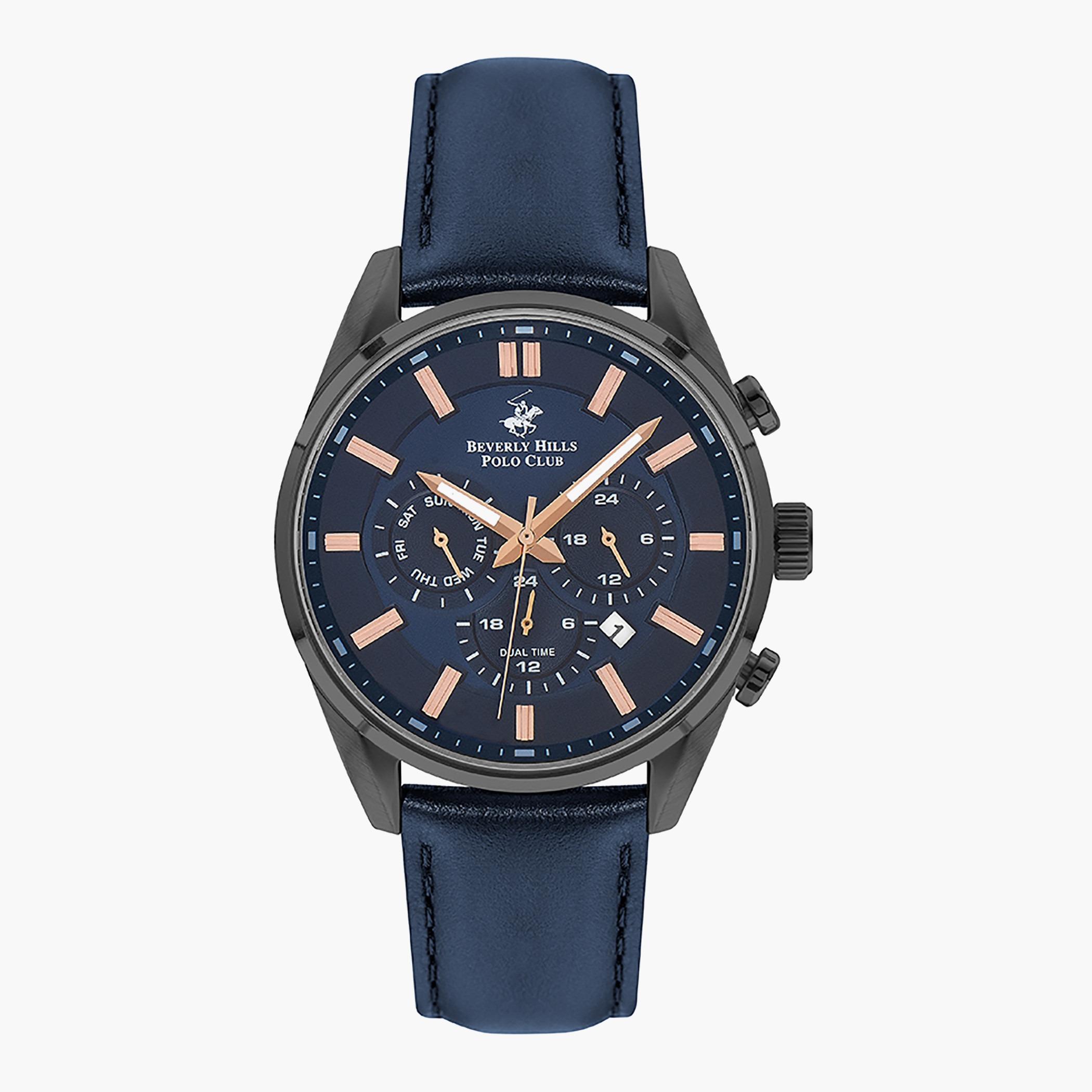 ساعة بيفرلي هيلز بولو كلب كرونوغراف للرجال بسوار كحلي من الجلد - BP3205X.099-men-watchesandjewellery-watches-image-1