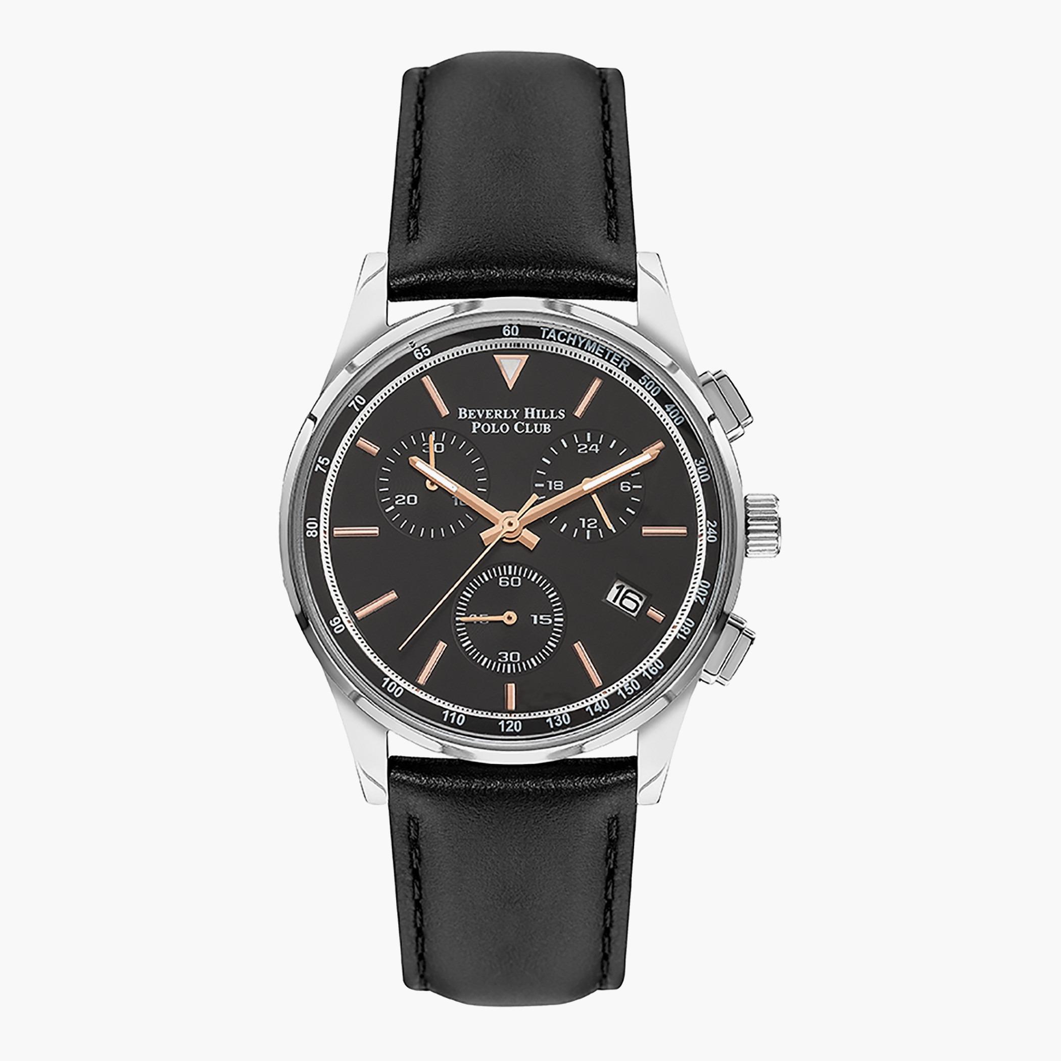 ساعة بيفرلي هيلز بولو كلب كرونوغراف من الجلد بسوار اسود للرجال - BP3215X.351-men-watchesandjewellery-watches-image-1