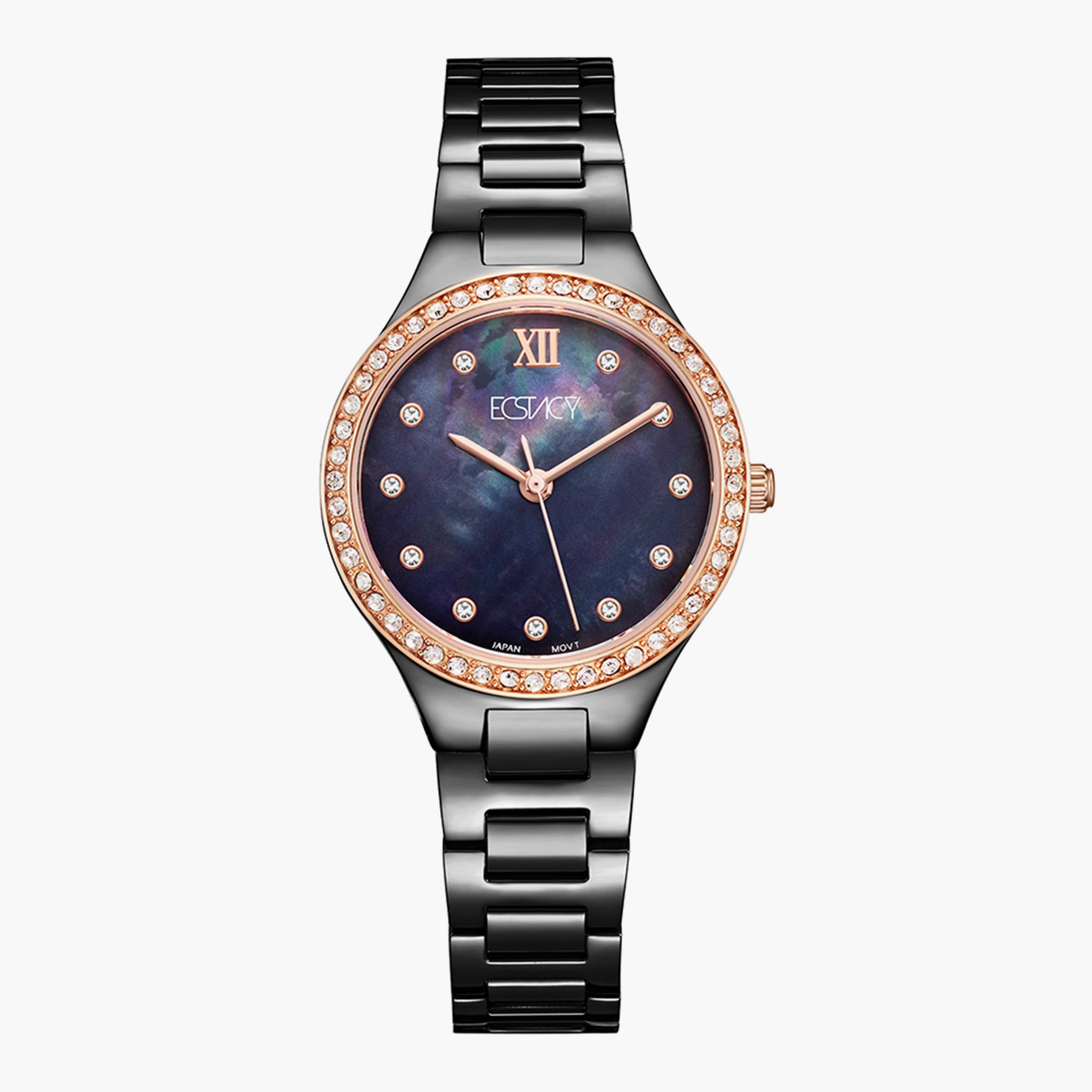 ساعة إكستاسي التناظرية للنساء بسوار أسود من استانلس استيل - E9520-KBBMB-women-watchesandjewellery-watches-image-1