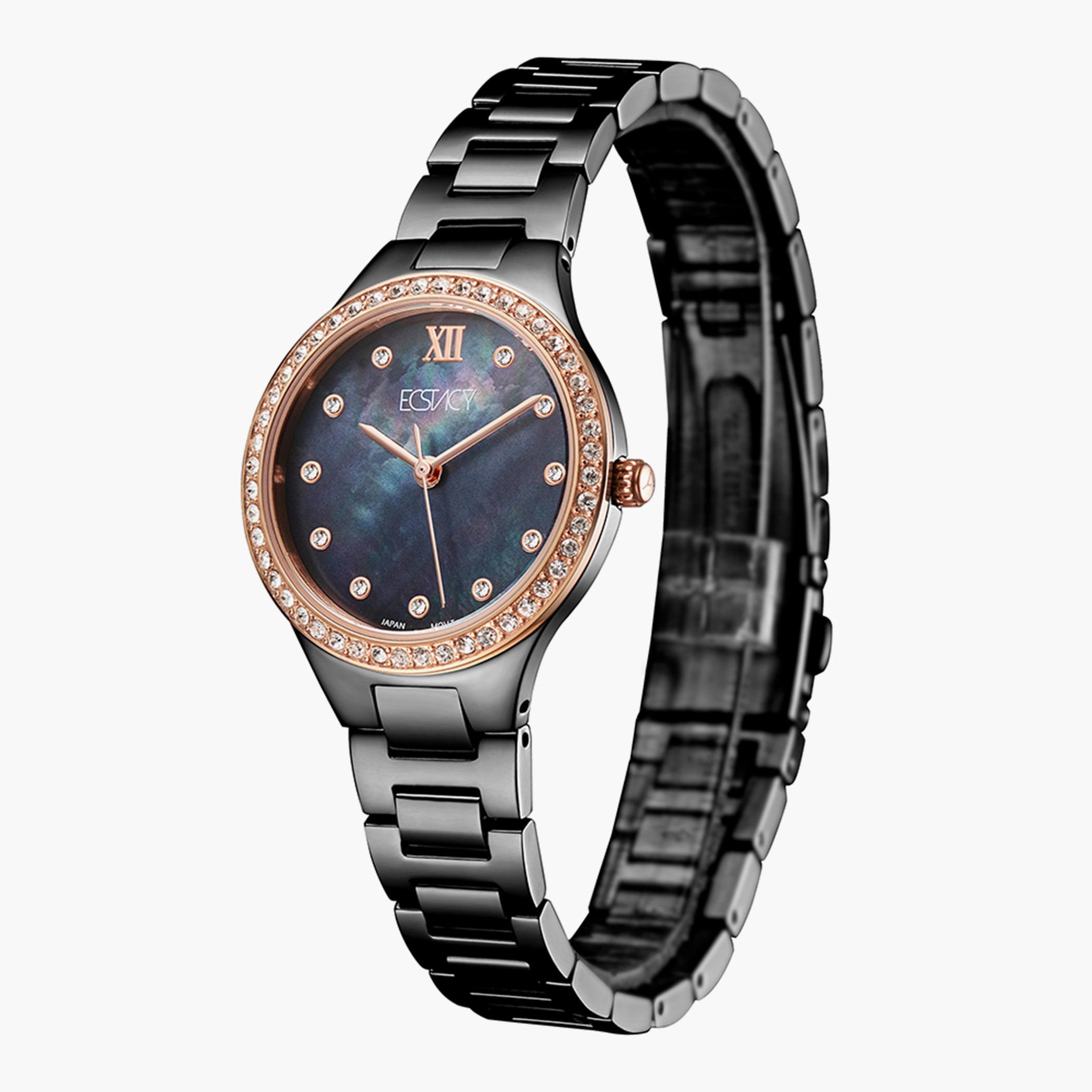 ساعة إكستاسي التناظرية للنساء بسوار أسود من استانلس استيل - E9520-KBBMB-women-watchesandjewellery-watches-image-2