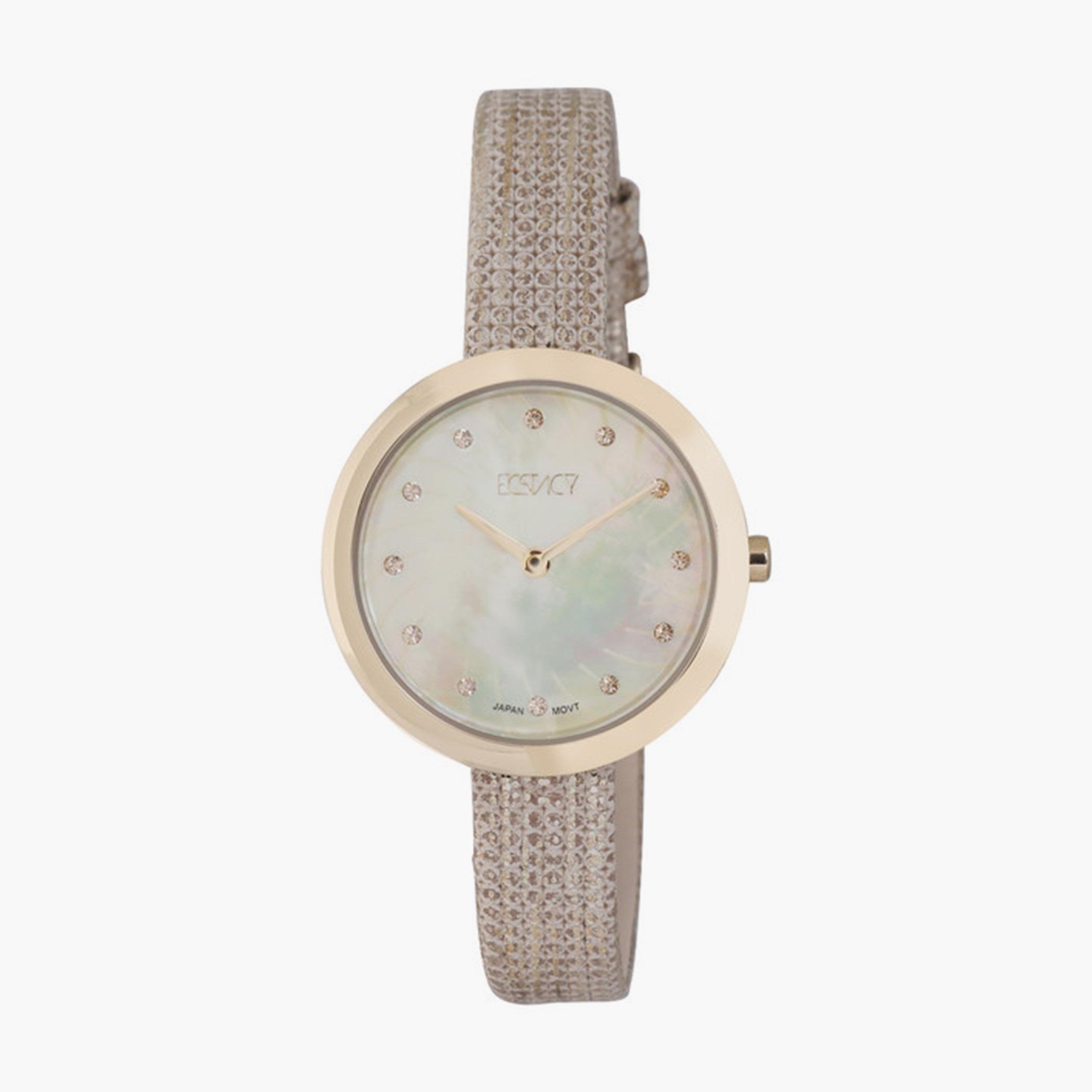 ساعة إكستاسي التناظرية للنساء بسوار بيج من الجلد بعقارب - E8510-GLGMI-women-watchesandjewellery-watches-image-1
