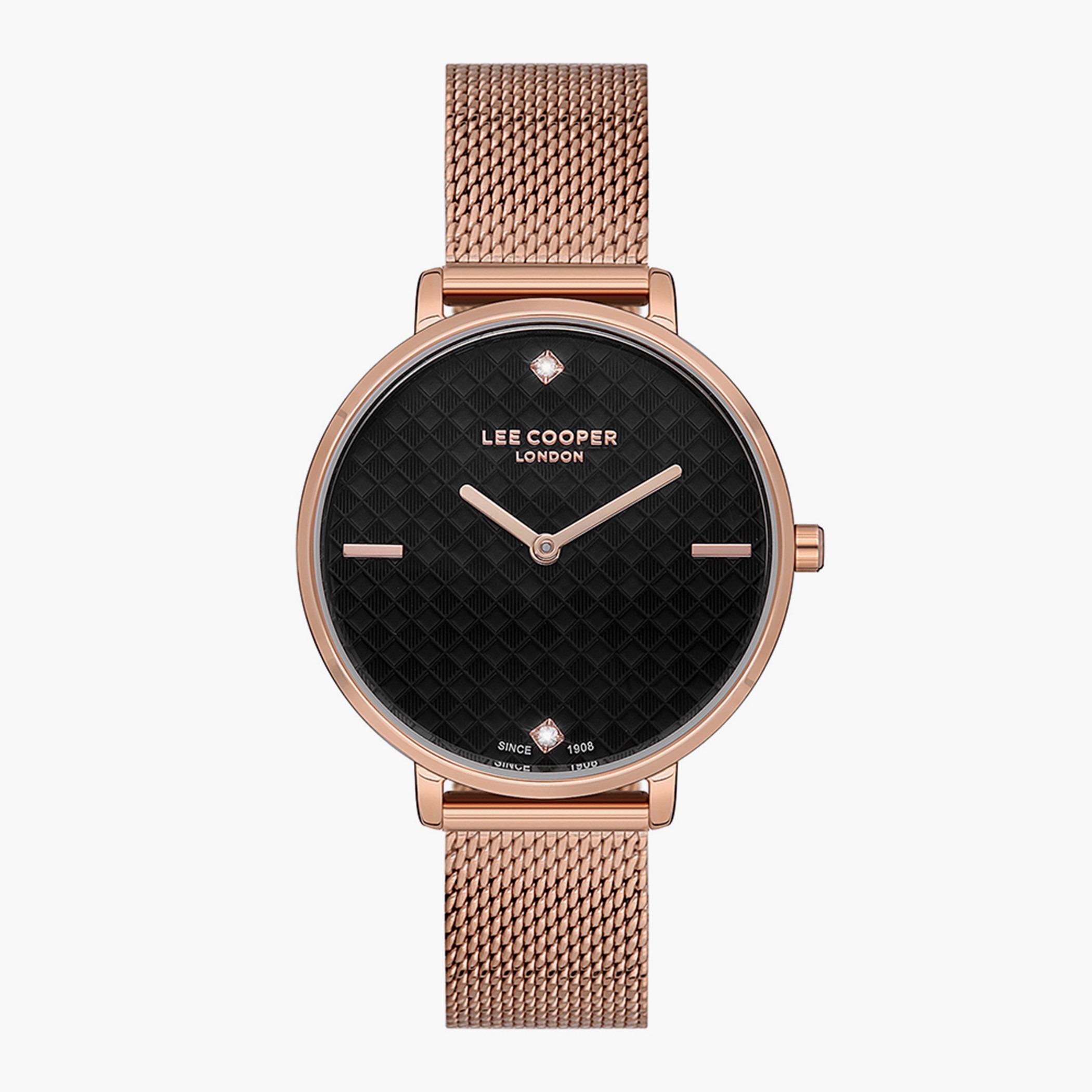 ساعة لي كوبر  التناظرية للنساء بسوار ذهبي وردي - LC07117.450-women-watchesandjewellery-watches-image-1