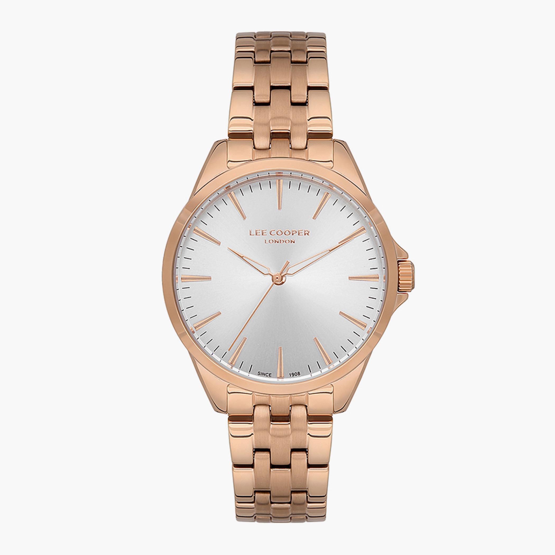 ساعة لي كوبر التناظرية بعقارب وسوار ذهبي وردي معدني للنساء - LC07120.430-women-watchesandjewellery-watches-image-1
