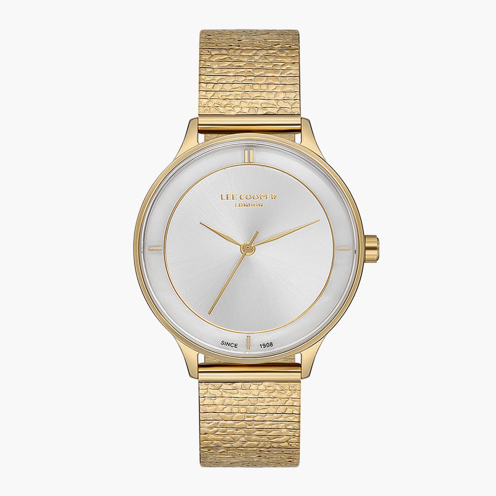 ساعة لي كوبر التناظرية بعقارب وسوار معدني ذهبي للنساء - LC07132.130-women-watchesandjewellery-watches-image-1