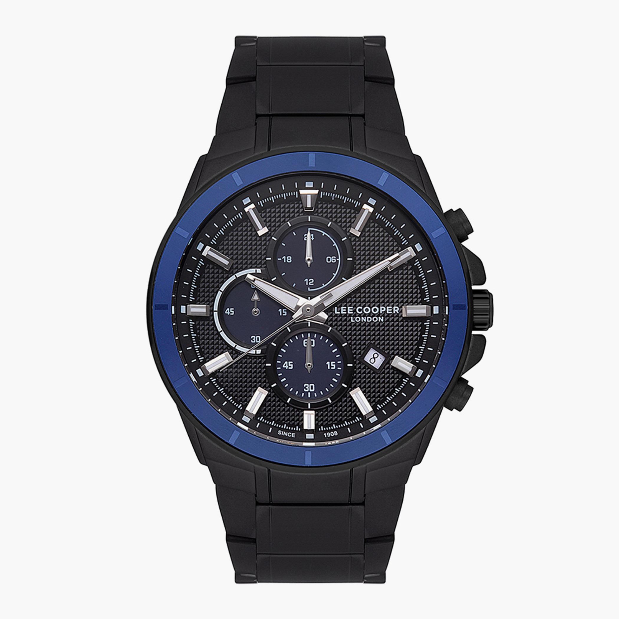 ساعة لي كوبر كرونوغراف بسوار اسود من المعدن للرجال - LC07172.650-men-watchesandjewellery-watches-image-1
