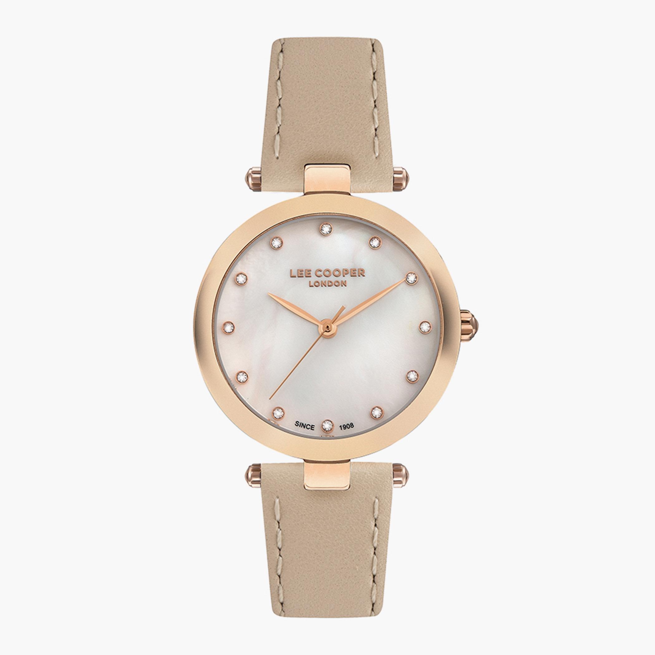 ساعة لي كوبر التناظرية للنساء بسوار كاكي من الجلد بعقارب - LC07242.426 -women-watchesandjewellery-watches-image-1