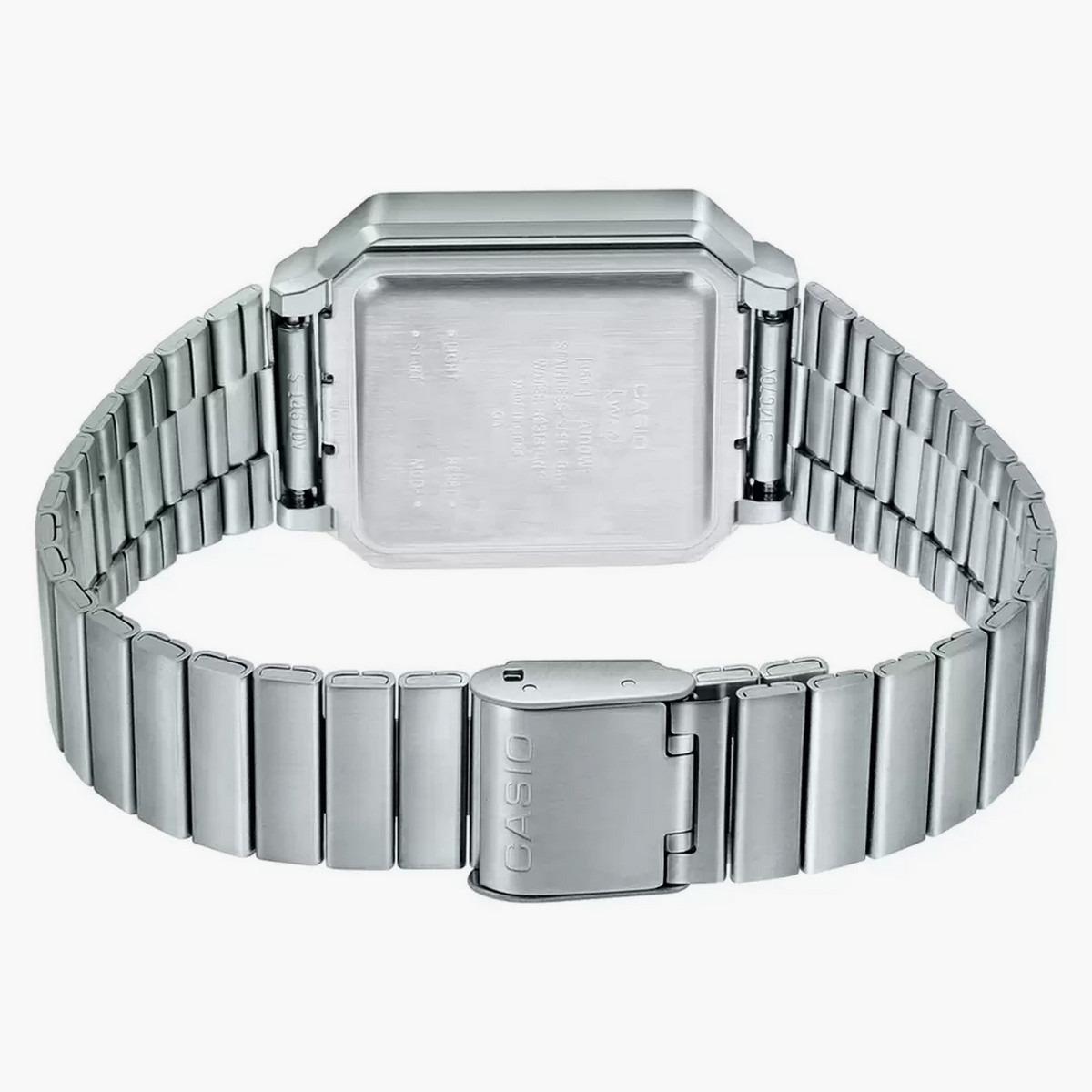 Casio Unisex Stainless Steel Silver Strap Digital Watch - A100WE-1ADF-men-watchesandjewellery-watches-image-4