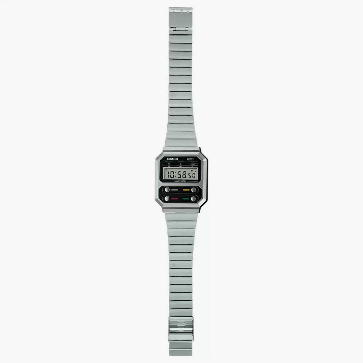 Casio Unisex Stainless Steel Silver Strap Digital Watch - A100WE-1ADF-men-watchesandjewellery-watches-image-5