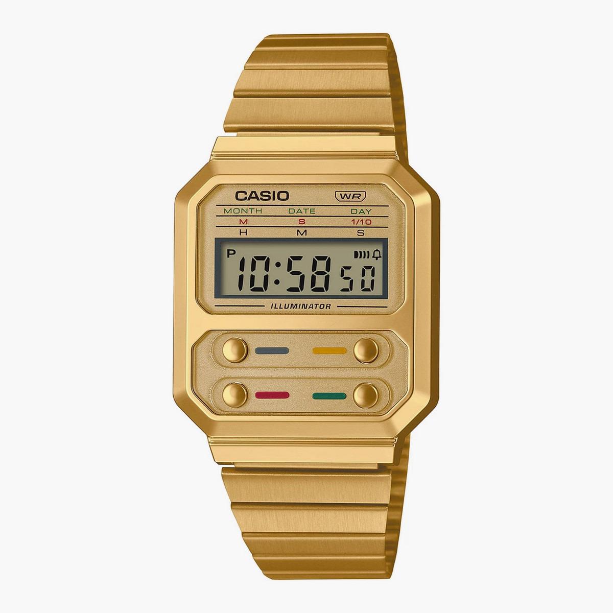 Casio Unisex Stainless Steel Gold Strap Digital Watch - A100WEG-9ADF-men-watchesandjewellery-watches-image-1